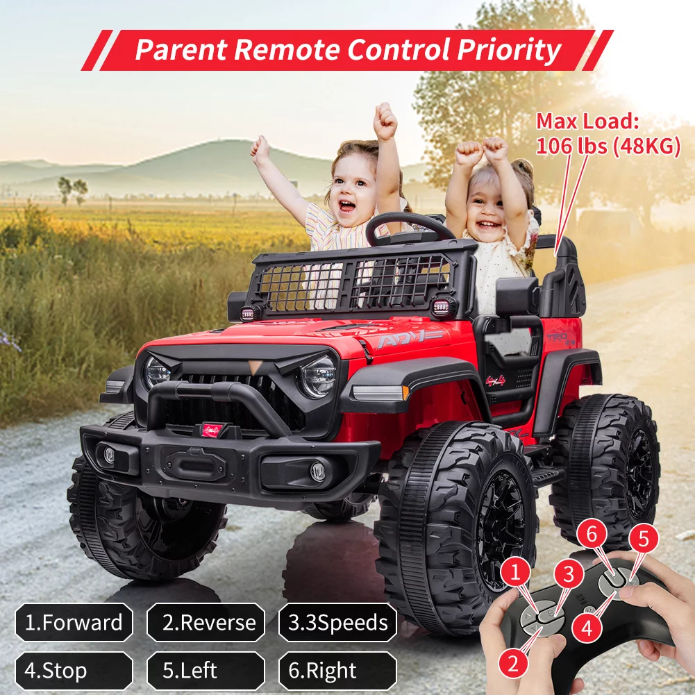 OUTOP Kids 24V Ride on Car with Electric Remote Control Dual Drive Power Ride on Toys 2 Seats SUV Truck Wheels Vehicle - Womvr