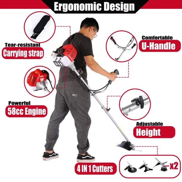 58CC Gas Weed Eaters Gas Weed Eaters 2-Cycle Straight Shaft Weed Eaters for Edgers in Lawn and Garden w/4 Detachable Heads Weed Trimmer Lawn Trimmers and Edgers - Womvr