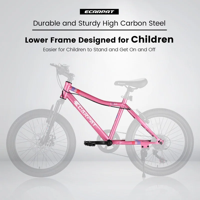 Okimo 20in Mountain Bike 7-Speed Kids Bike with Ergonomic Durable Steel Frame for Ages 8-12 Boys and Girls, White - Womvr