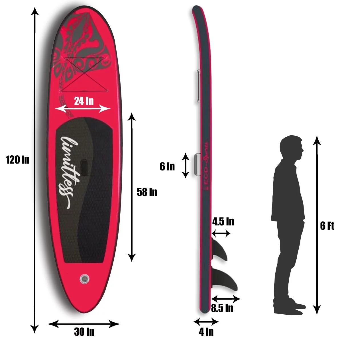 JSP Stand Up Inflatable Paddle Board 10.5' SUP Blow Up Boat 330 lb Capacity - Womvr