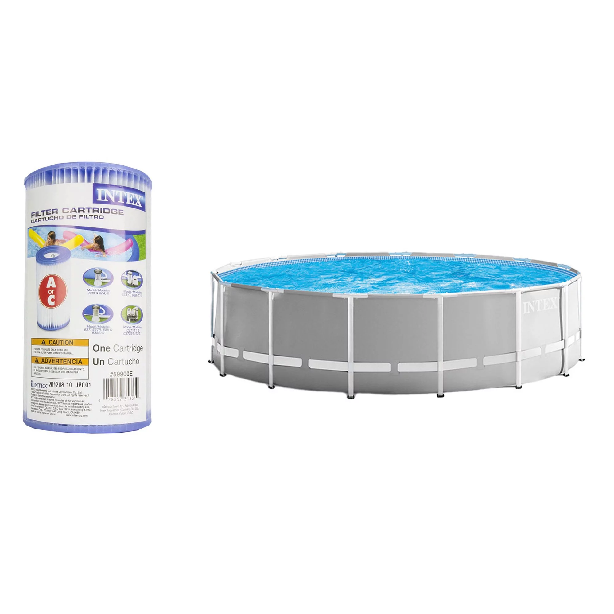 Intex 15ft x 15ft x 48in Above Ground Pool Set & Filter Pump Cartridge(6 Pack) - Womvr