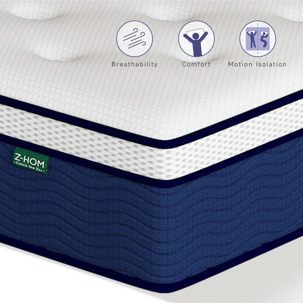 King Size Gel Memory Foam Mattress in a Box,12 inch Hybrid Mattress Cooling Medium Firm Bed with Individually Pocket Coils Innerspring,Z-HOM - Womvr