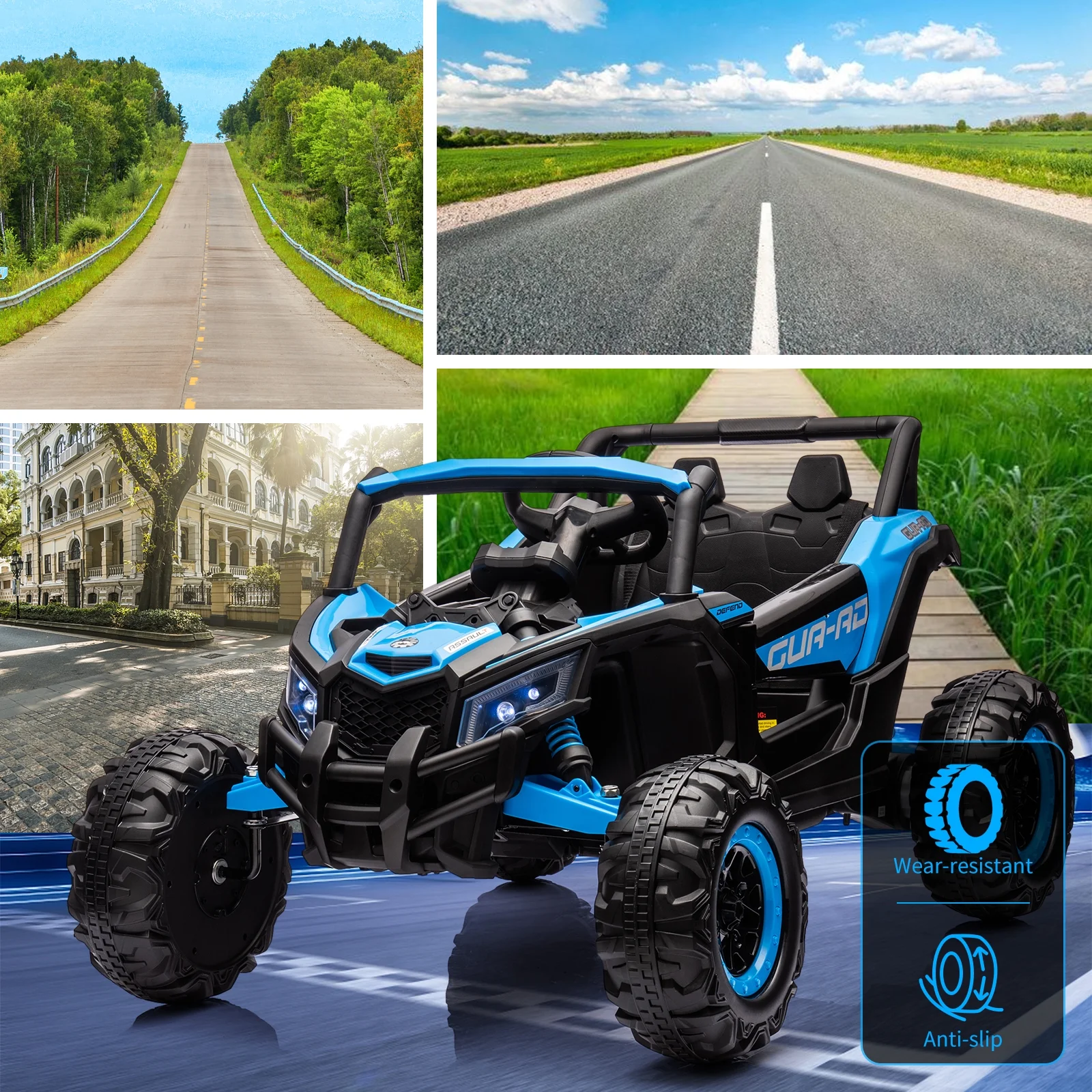 EastVita Ride on UTV Car, 24V Ride on Car Battery Powerd Electric Off-Road UTV Car w/Remote Control, 200W Motor, Spring Suspension, Music, LED Lights, ATV, Red - Womvr