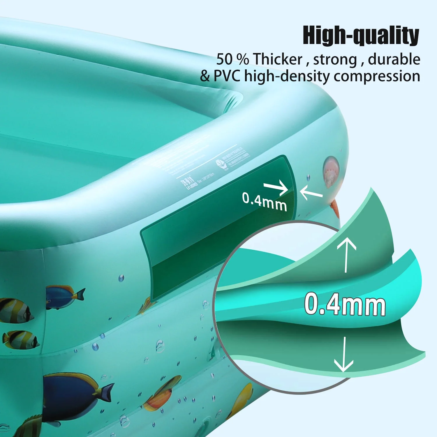 Inflatable Pool, 6.9 x 5 x 1.8 ft Family Swimming Pools for Kids, Toddlers, Infant, Adult, Rectangular, Thickened - Womvr