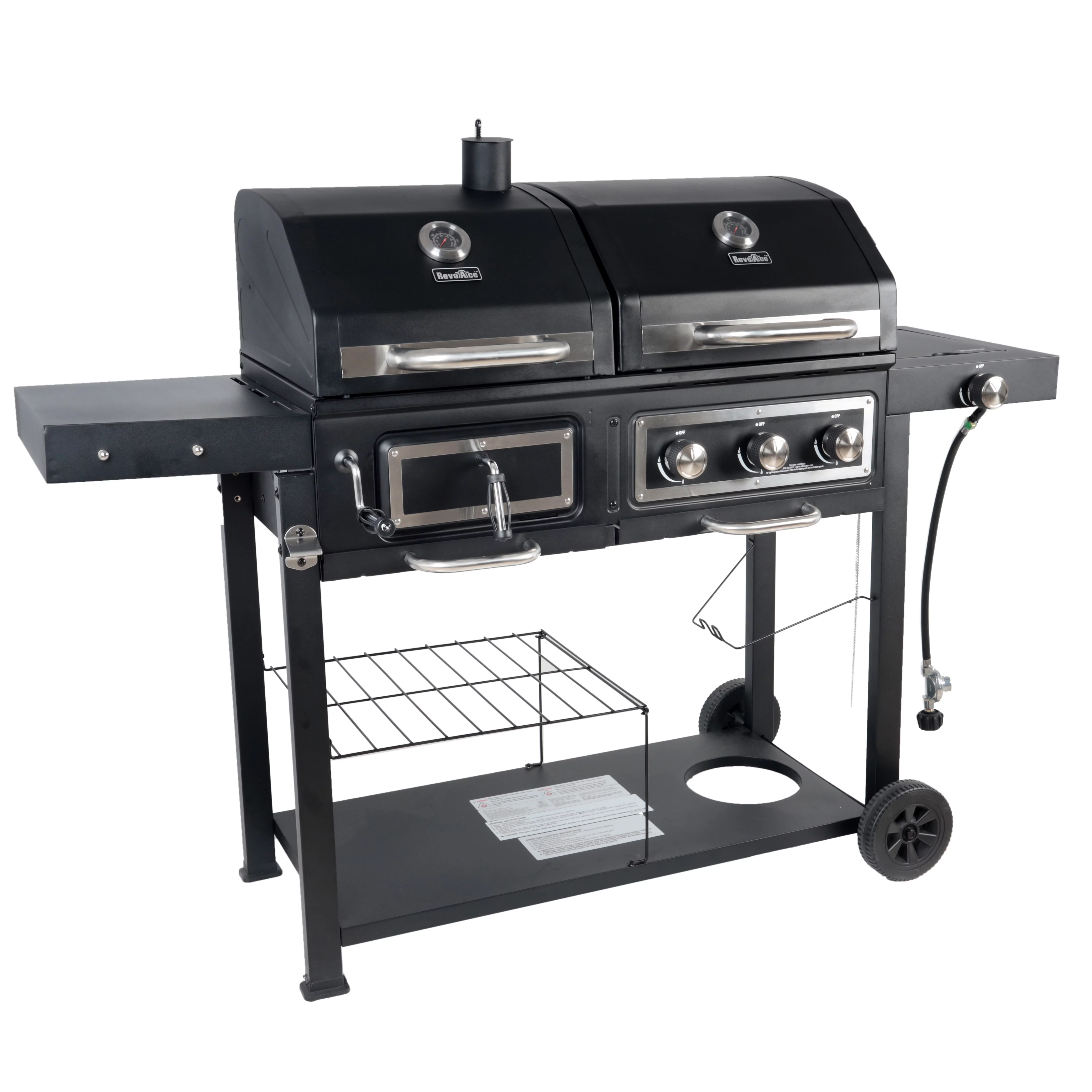 RevoAce Dual Fuel Gas & Charcoal Combo Grill, Black with Stainless - Womvr