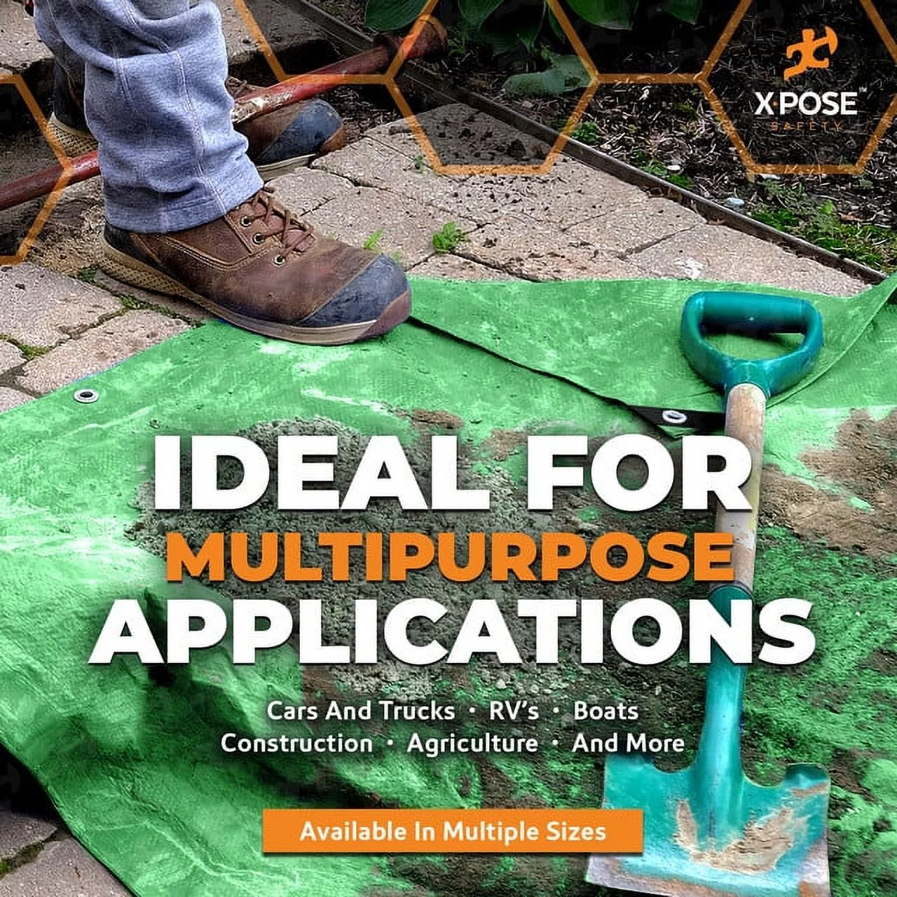 X-pose Safety Better Blue Poly Tarp 5' x 7' - Multipurpose Protective Cover - Lightweight, Durable, Waterproof, Weather Proof - 5 Mil Thick Polyethylene - Womvr