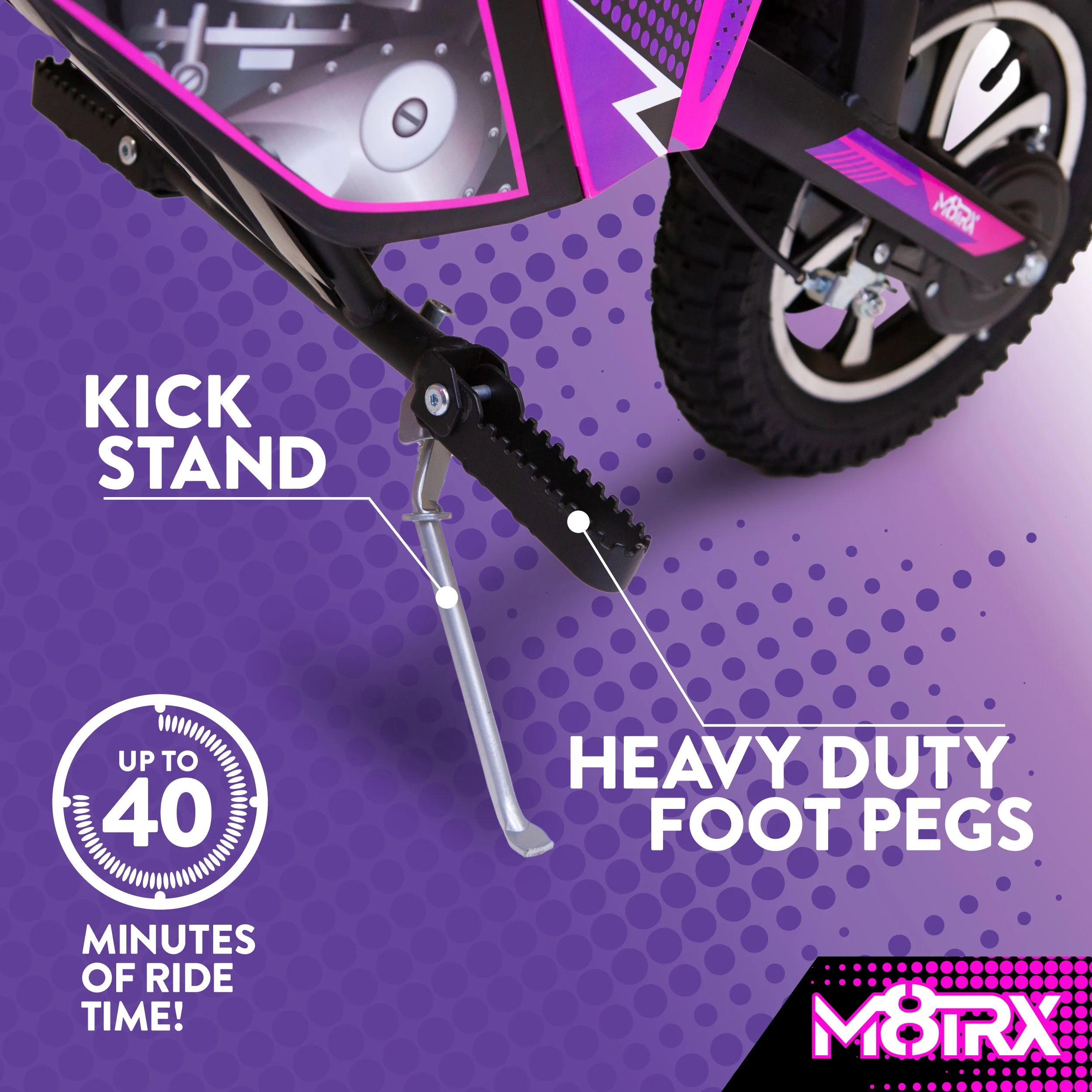 M8TRIX Blue 24V Electric Dirt Bike, Ride on Toy Motorcycle for Kids and Teens - Womvr