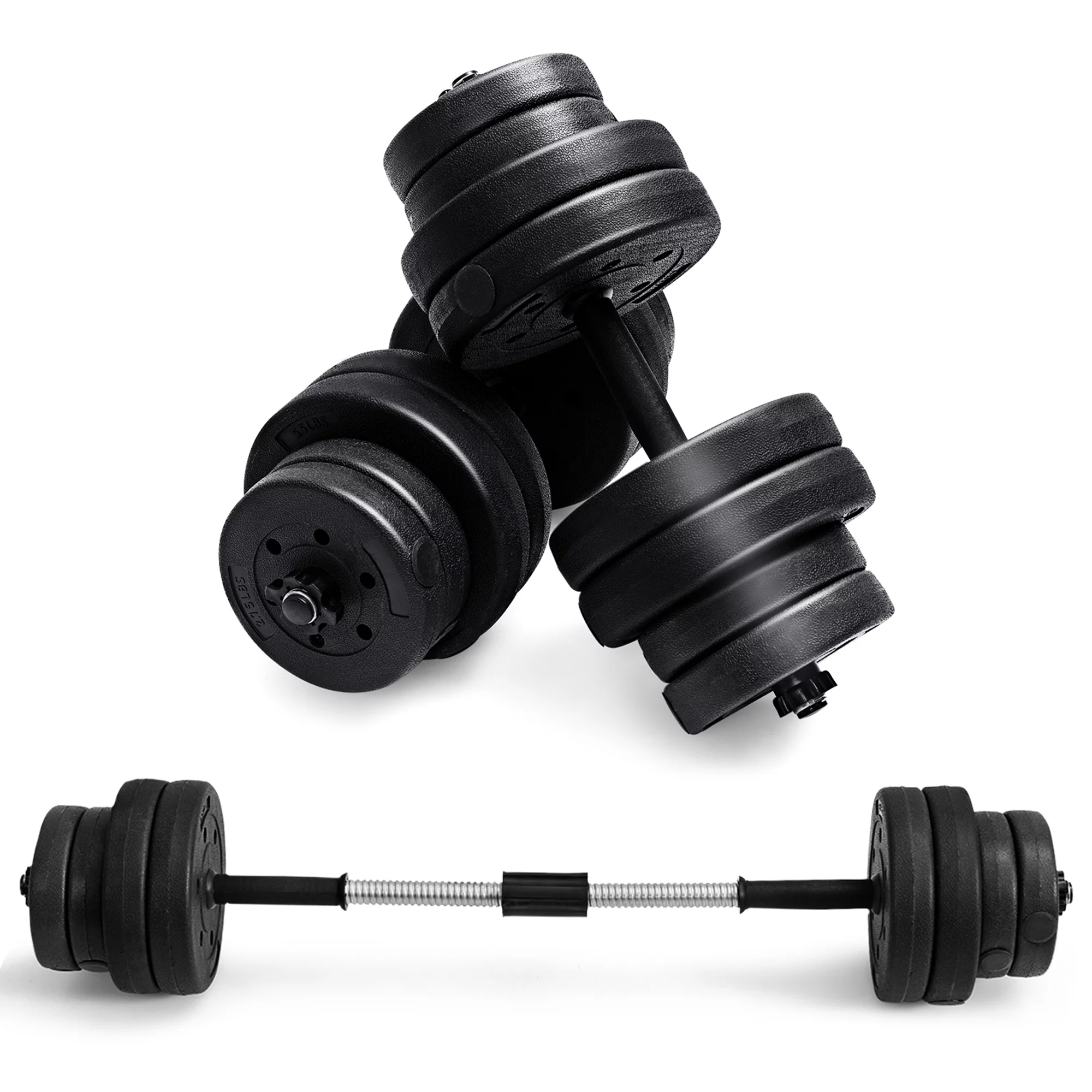 Gymax 66Lbs 2 in 1 Adjustable Dumbbell Set Strength Training Set Home Gym Exercise - Womvr