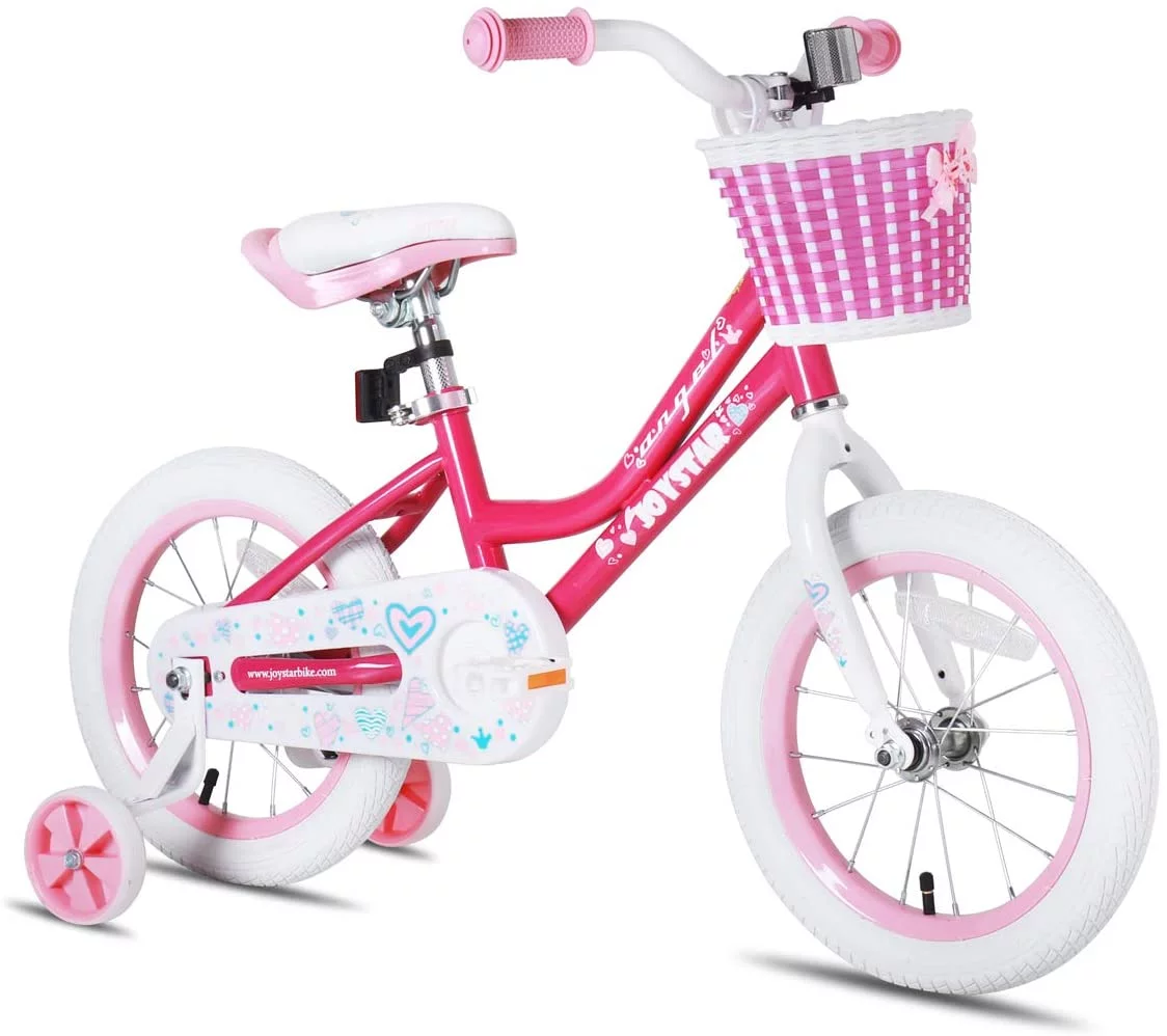 JOYSTAR Angel Girls Bike for Toddlers and Kids Ages 2-9 Years Old, 12 14 16 18 Inch Kids Bike with Training Wheels & Basket, 18 in Girl Bicycle with Handbrake & Kickstand - Womvr