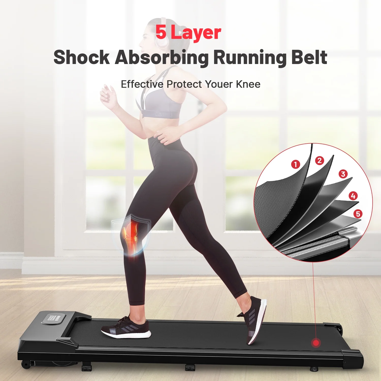 Bigzzia Walking Pad, 2 in 1 Under Desk Treadmill with Remote Control and LCD Display, Compact Treadmill for Home & Office, Silver - Womvr