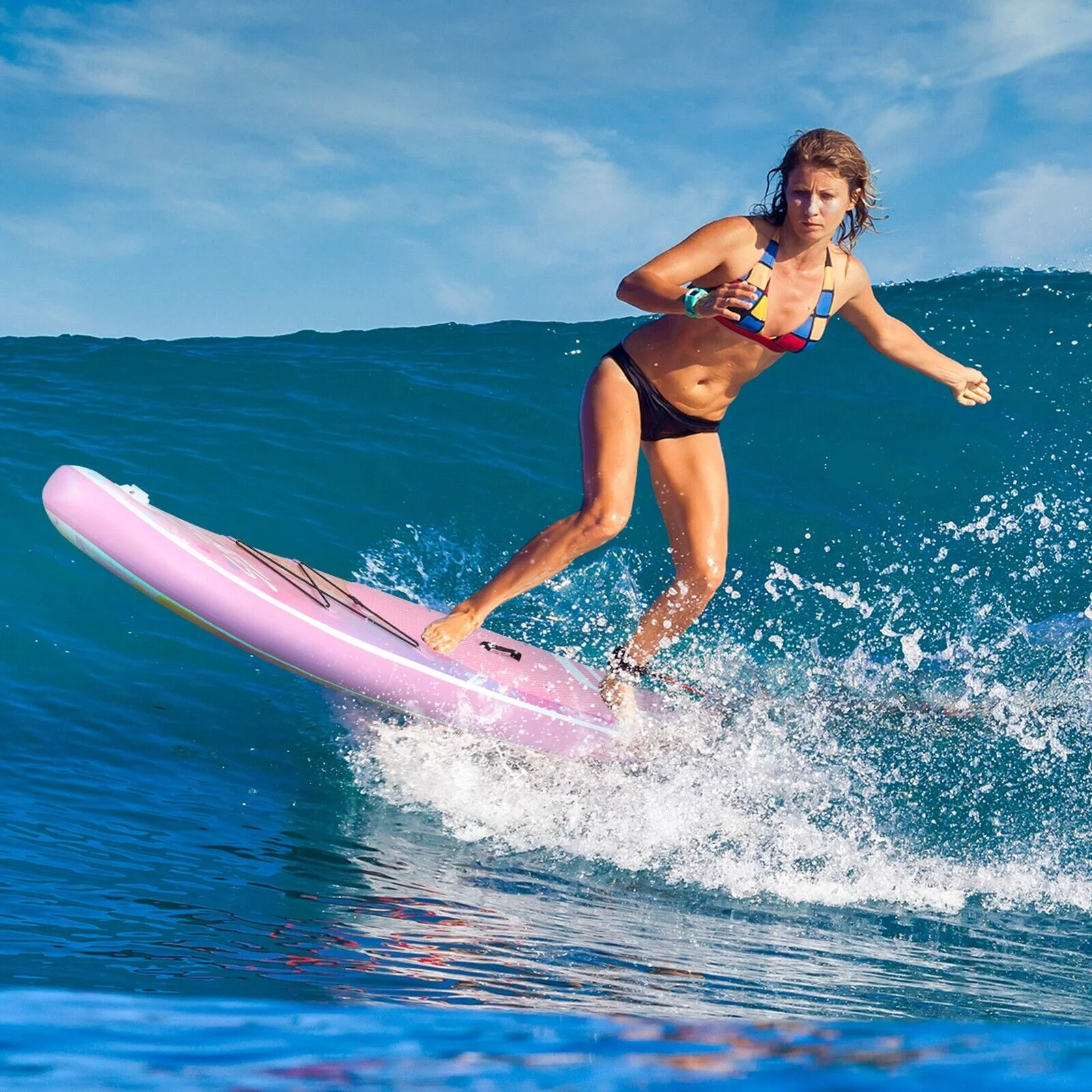 PULUOMIS Inflatable Paddle Board with Seat,Backpack,Hand Pump,Fins,Repair Kit - 11 Ft - Adult - Blue - Womvr