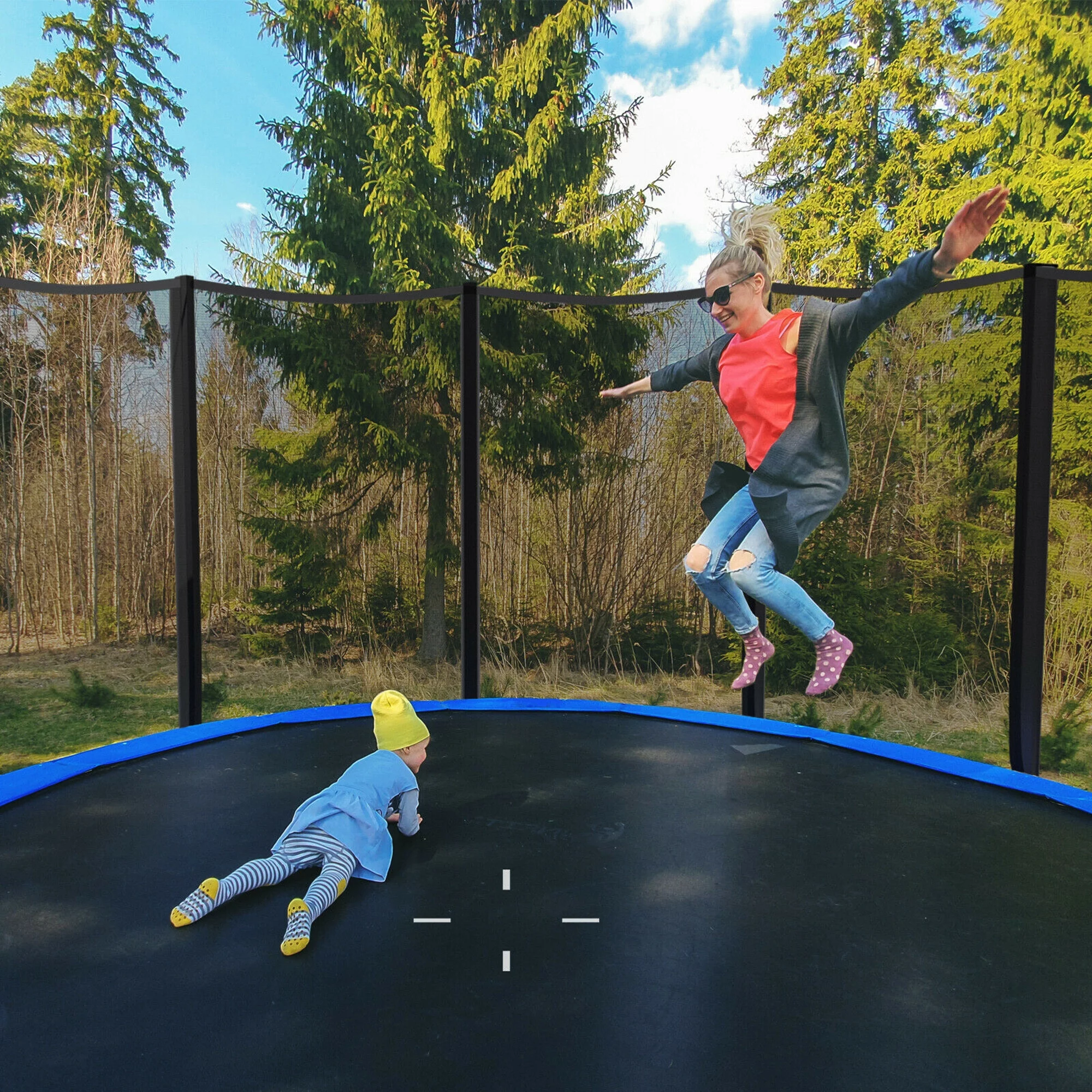 Gymax 8 FT Outdoor Trampoline Bounce Combo W/Safety Closure Net Ladder - Womvr