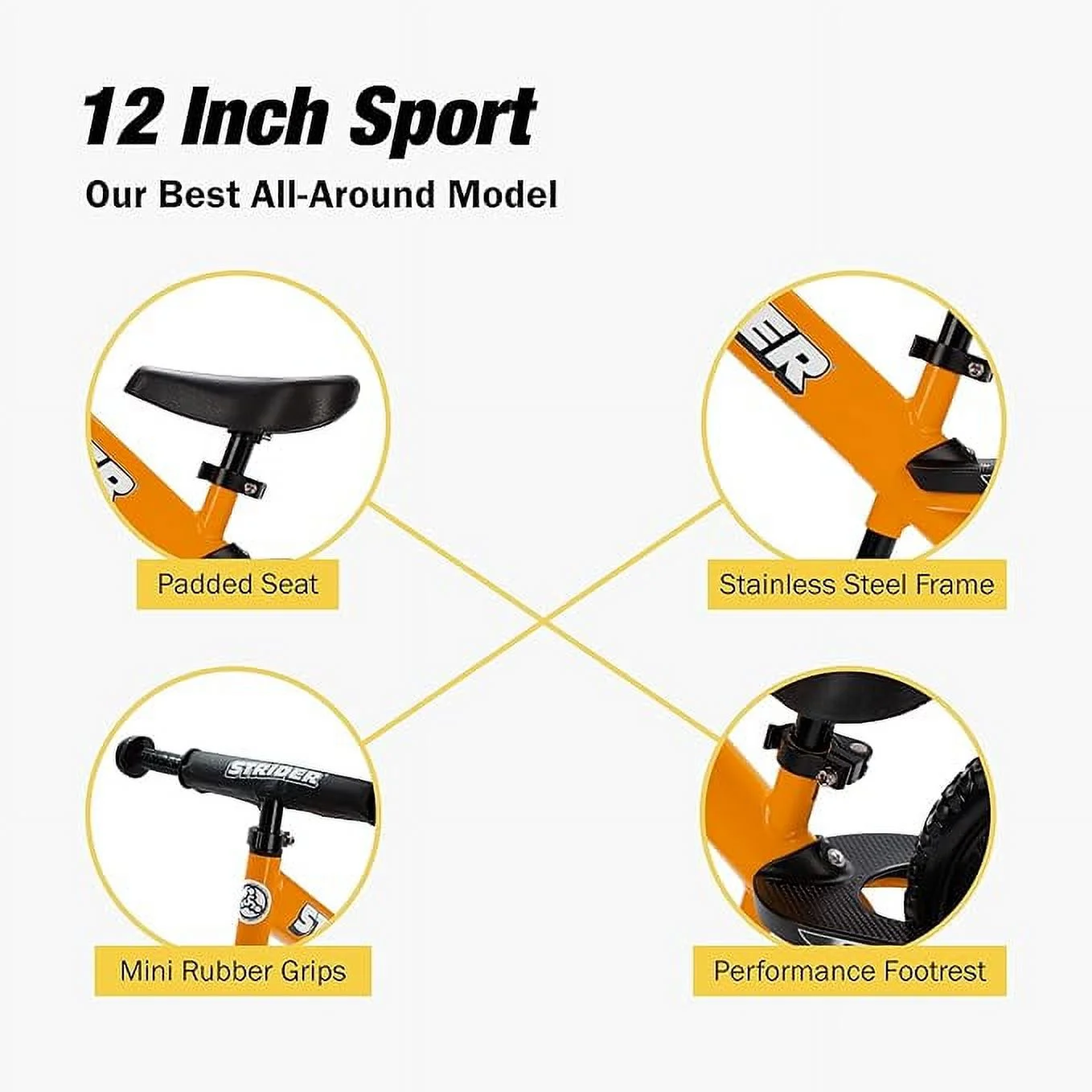 Strider - 12 Sport Balance Bike, Ages 18 Months to 5 Years - Blue - Womvr