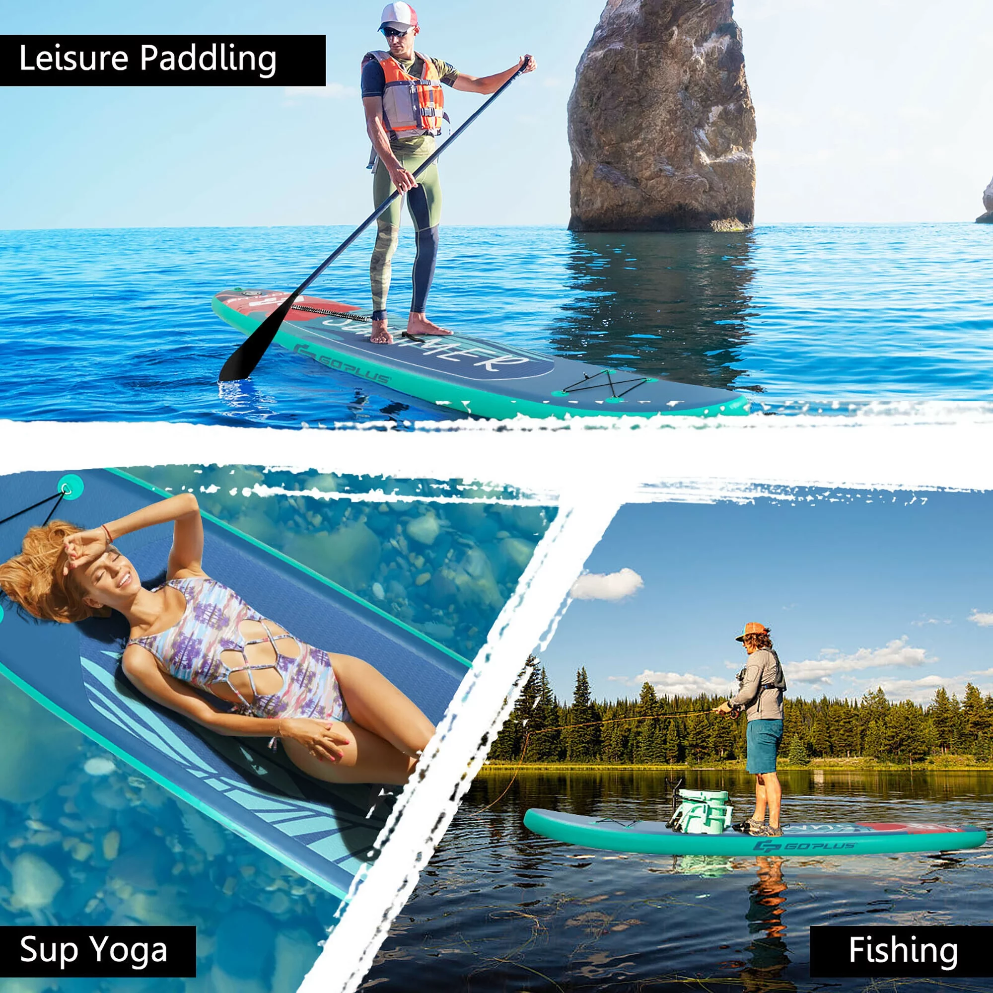 Goplus 10.5ft Inflatable Stand Up Paddle Board W/ Backpack Leash Aluminum Paddle - Womvr