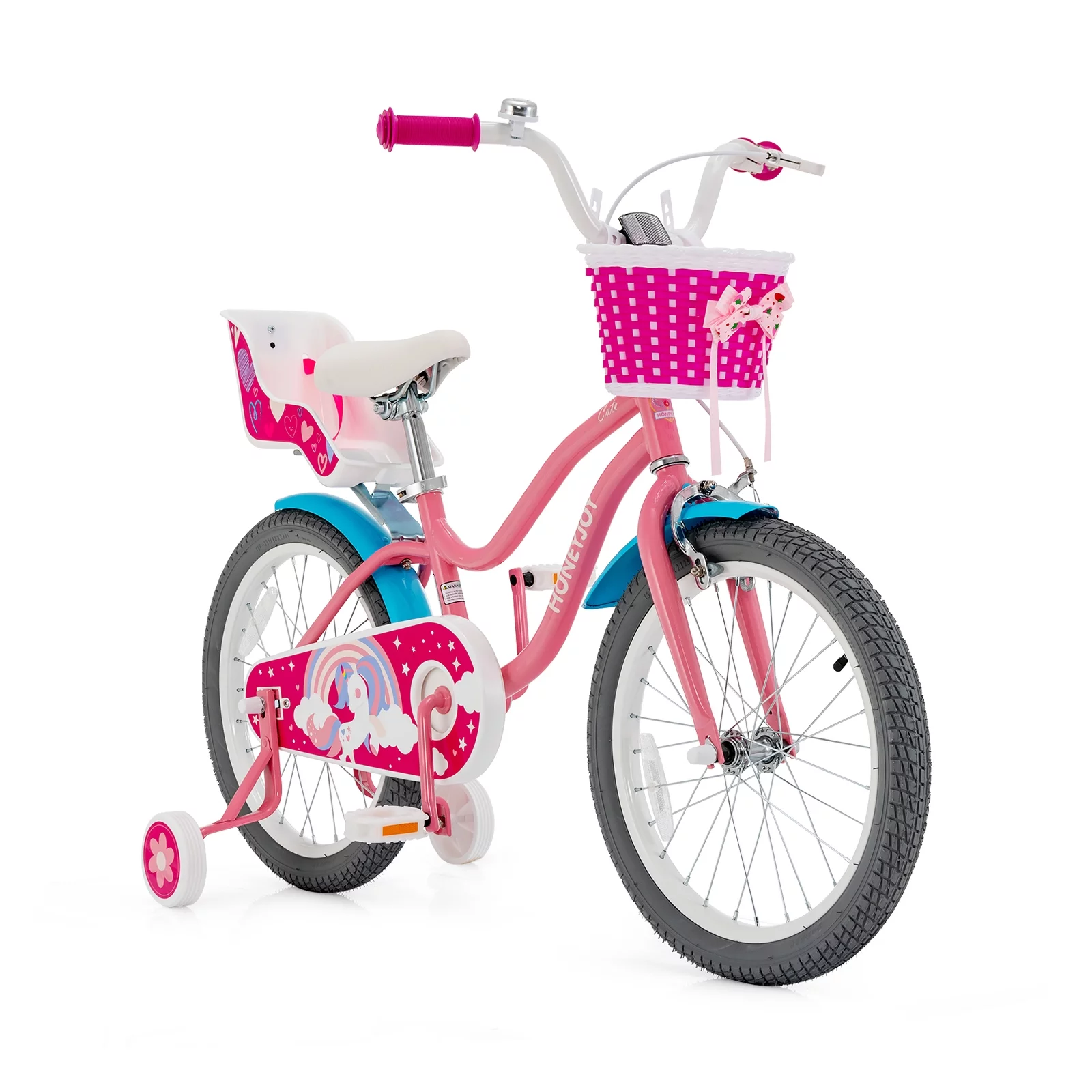 Infans 18 Inches Kids Bicycle w/Training Wheels & Basket for Boys & Girls Age 5-9 Years - Womvr