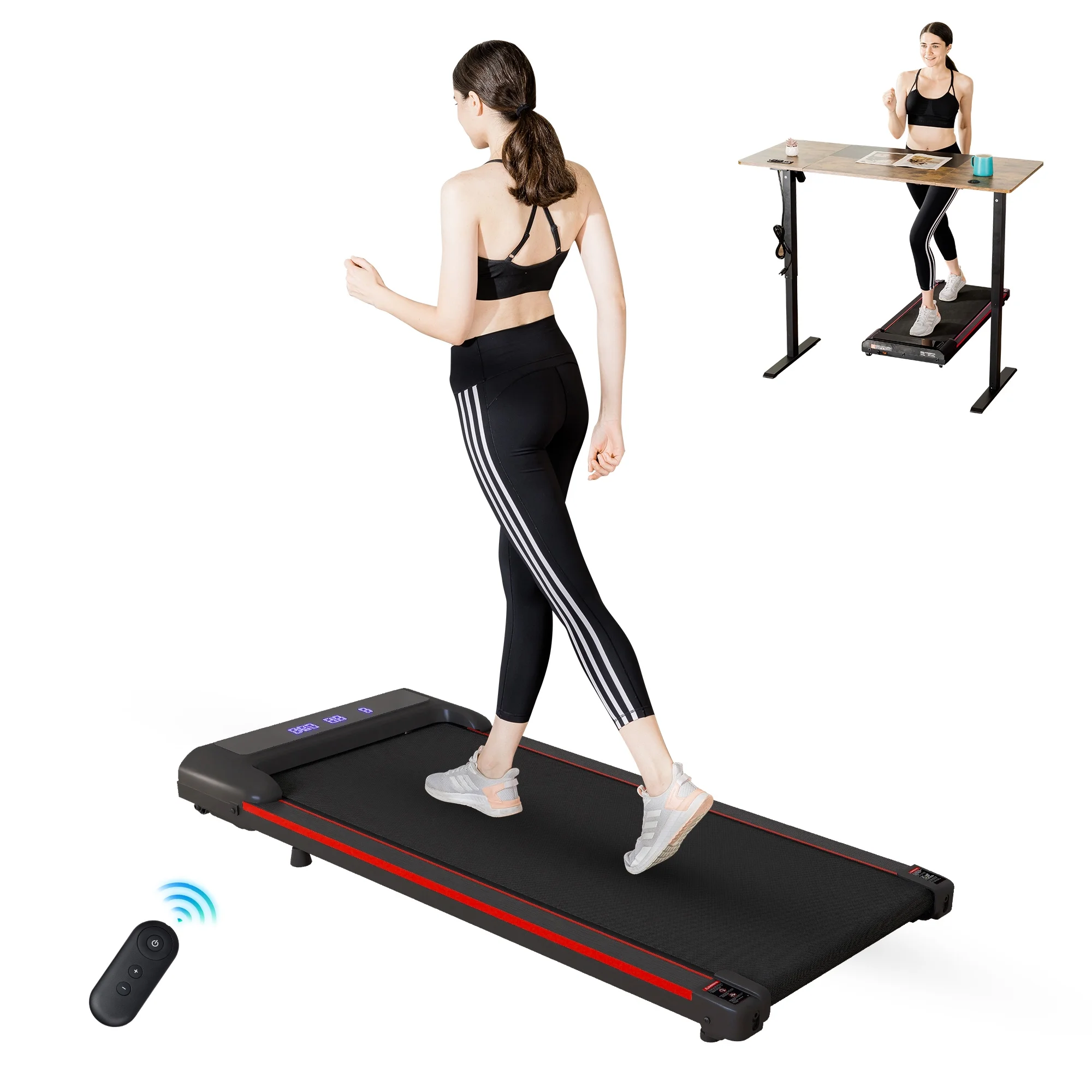 COMHOMA 2.5HP Walking Pad, Under Desk Treadmill 40*16 Walking Area 2 in 1 Portable Electric Treadmill with Remote Control, LED Display for Home Office - Womvr
