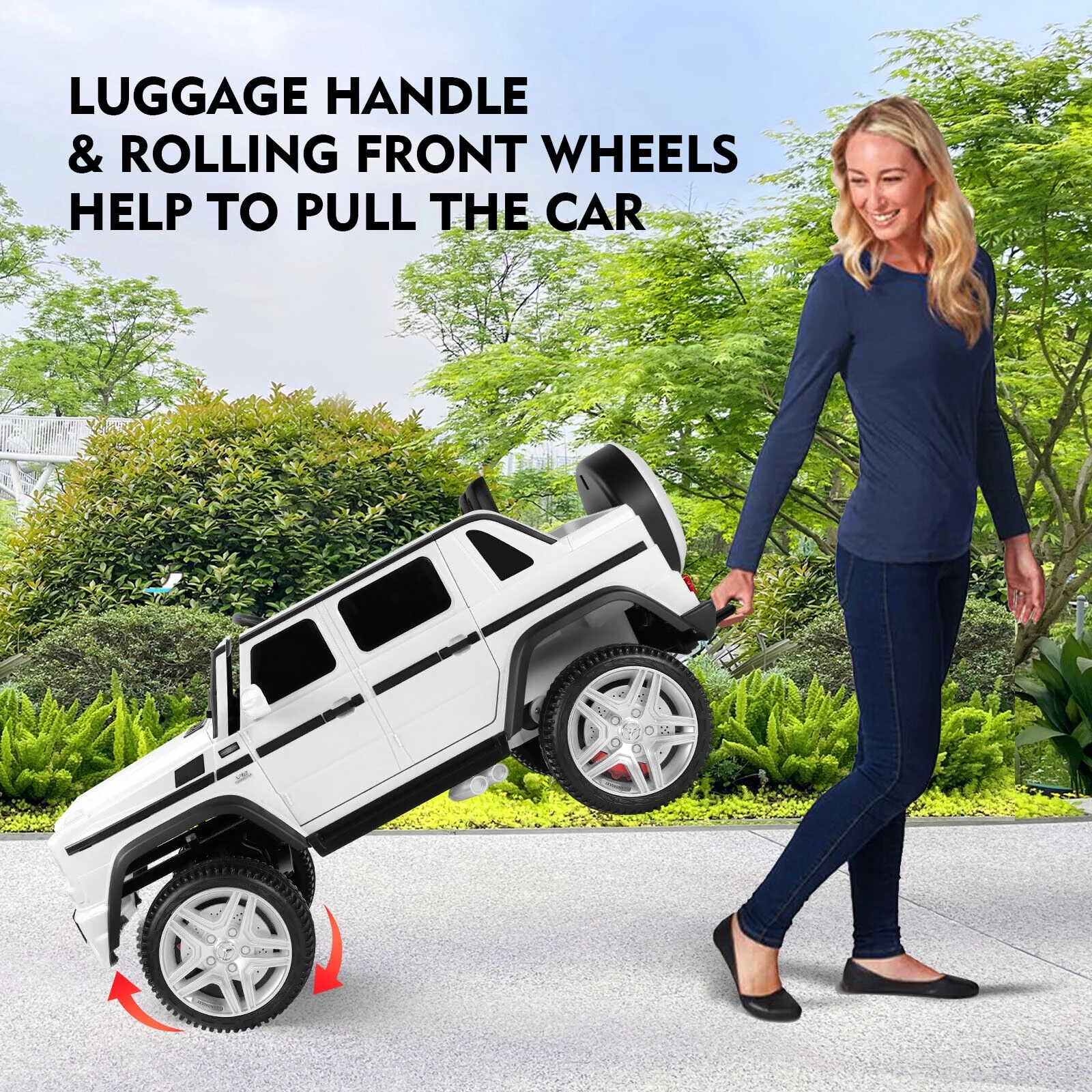 JOYLDIAS 12V Mercedes-Benz G650S Kids Ride On Car Electric Toy w/Remote Control, 3 Speeds, LED Lights, Bluetooth, Music(Pink) - Womvr