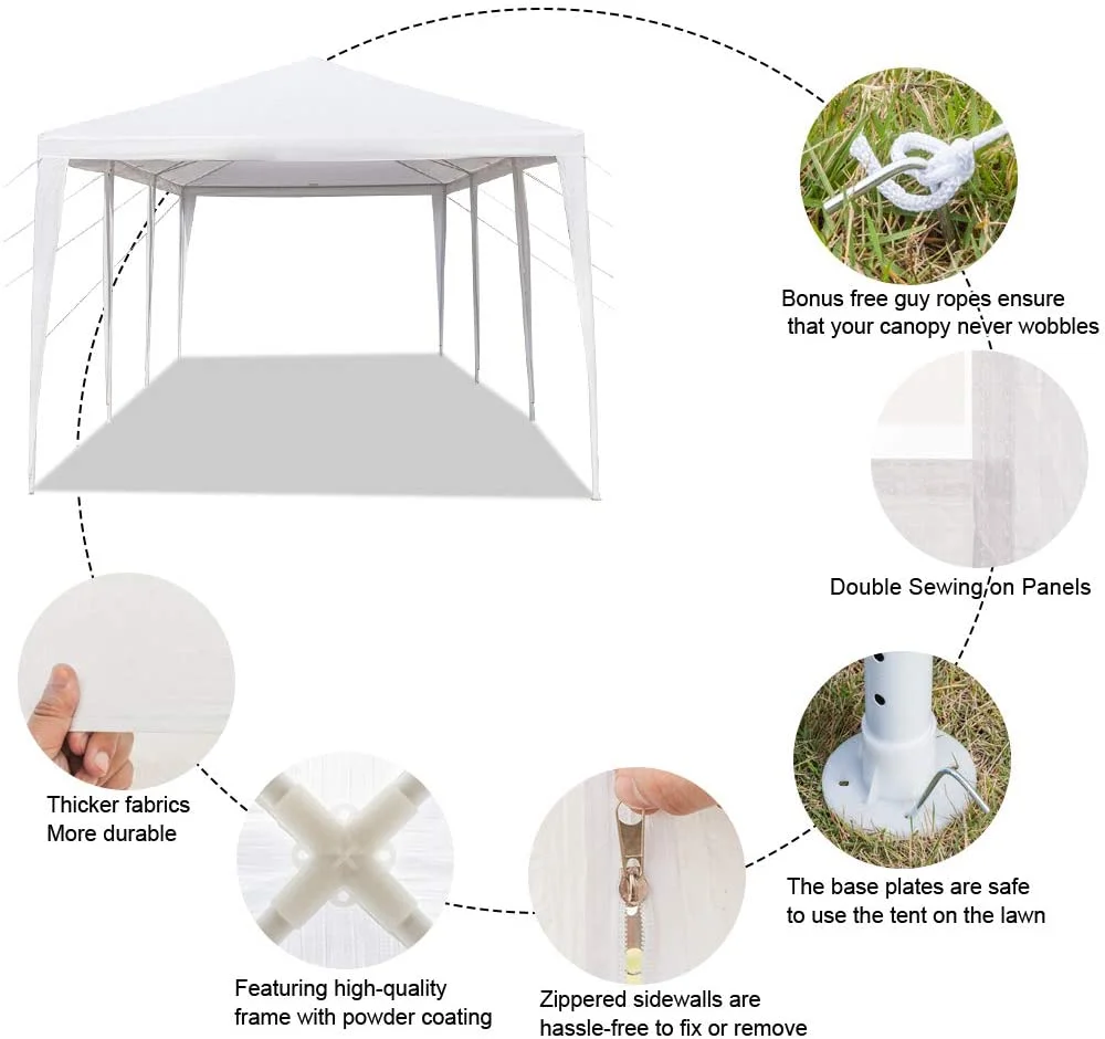SUGIFT 10'x30' Wedding Party Tent Outdoor Canopy Tent with 8 Side Walls White - Womvr