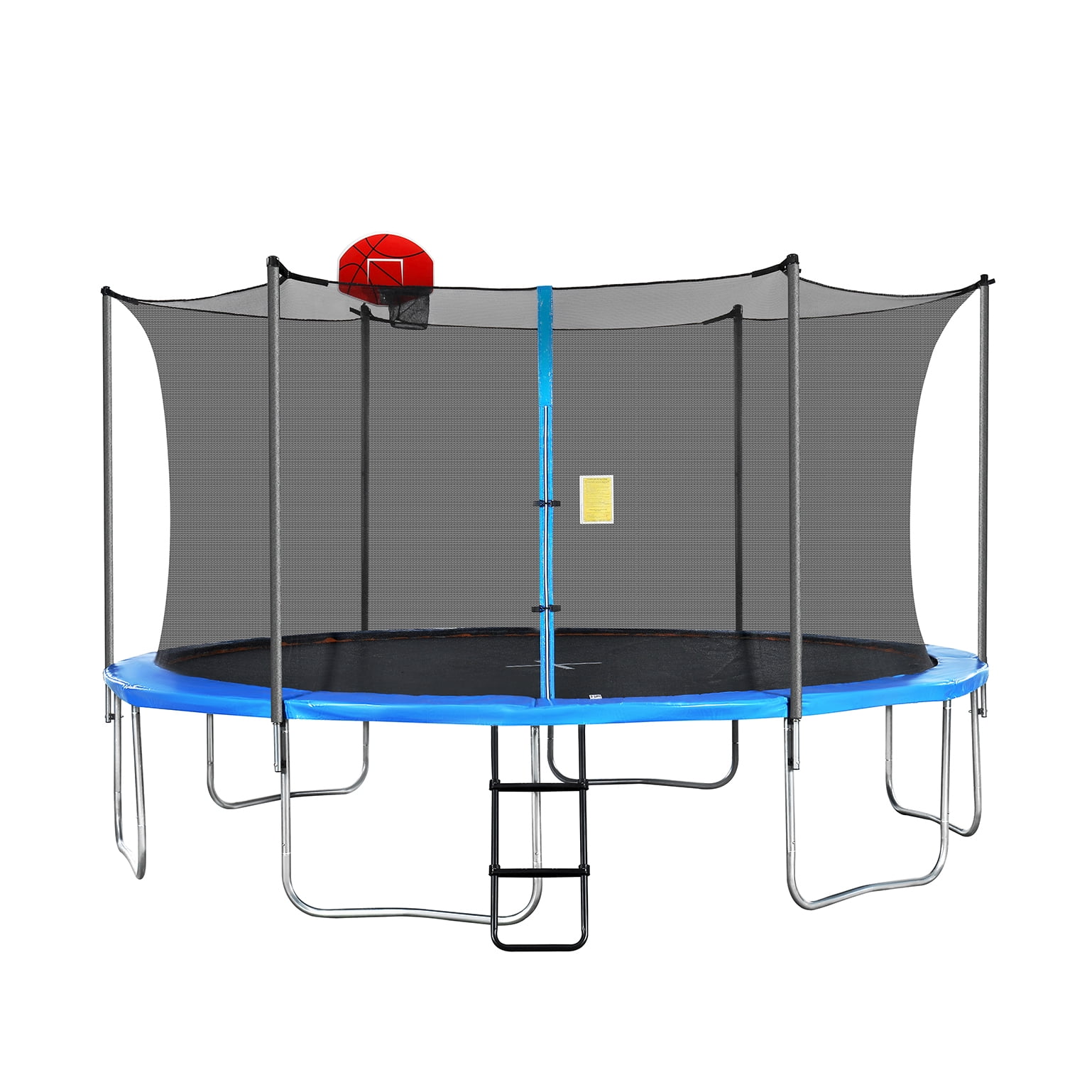 Trampoline for Kids, 14ft Trampoline with Basketball Hoop, Kids Trampoline for Ourdoor with Ladder, W-Shaped Leg for More Sturdy,  72 pcs Springs - Womvr