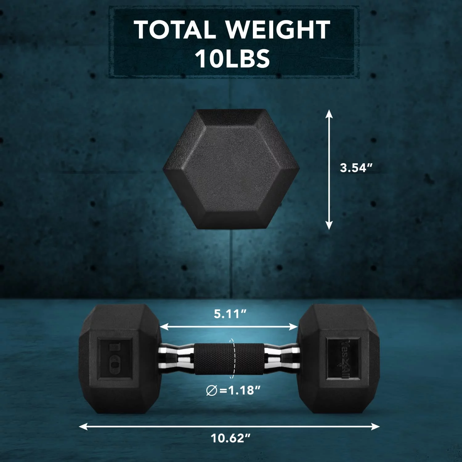 Yes4All 50 lbs Hex Rubber Grip Dumbbell Weight Set, Single - Womvr