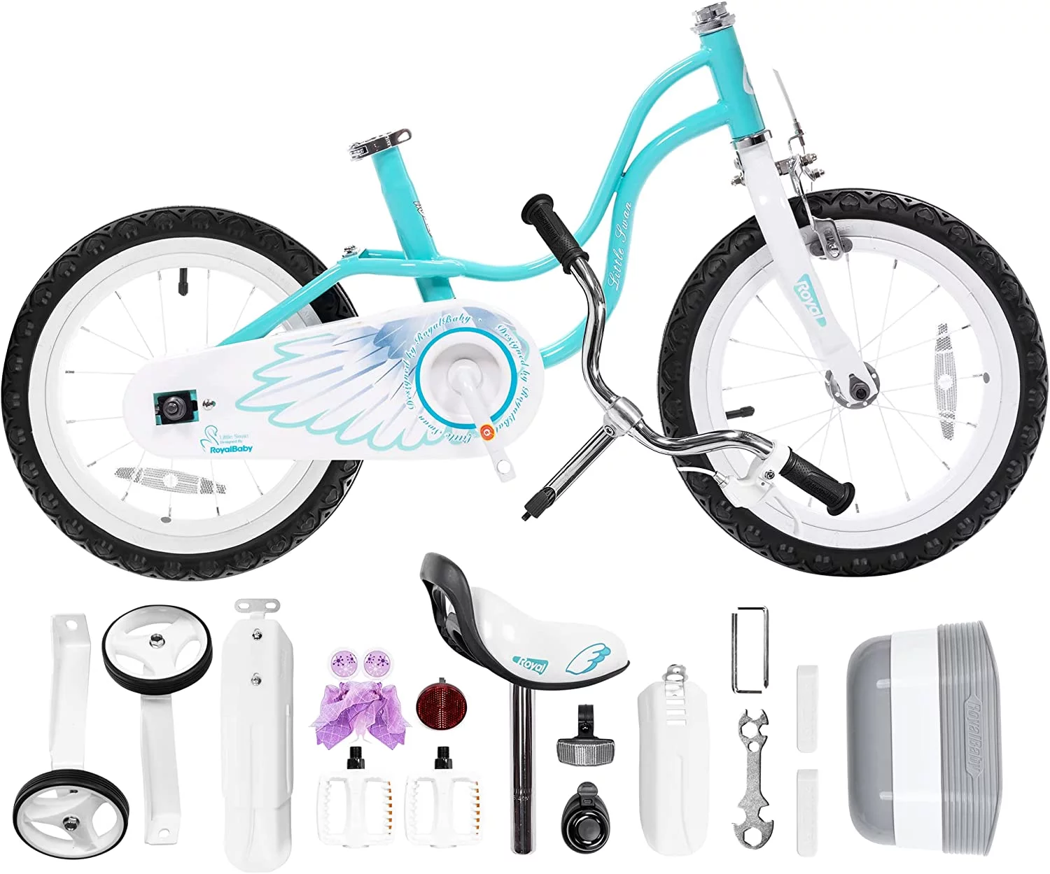 Royalbaby Little Swan Red 14 Girl's Bicycle with Training Wheels and Basket - Womvr