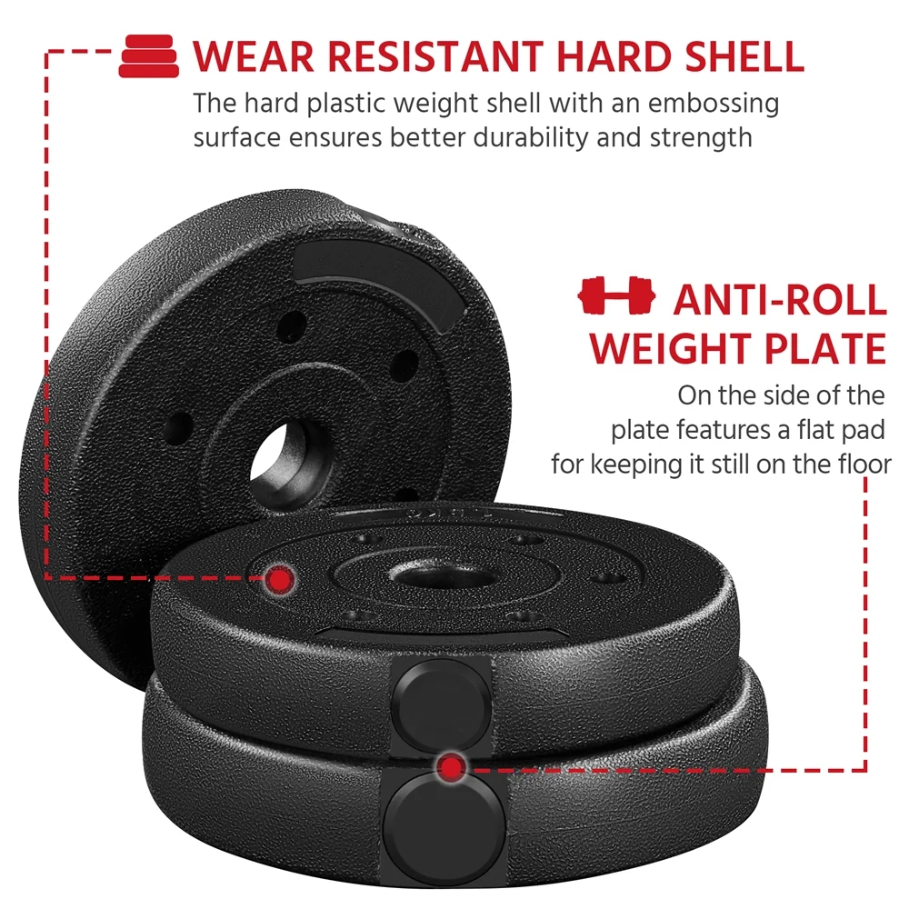 Easyfashion 44LB Adjustable Dumbbell Set, Black - Womvr