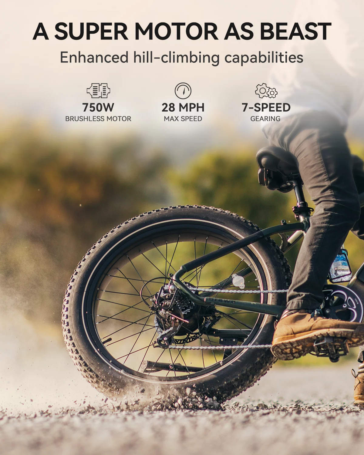 Heybike Brawn Electric Bike for Adults, 750W Fat Tire Ebikes with 48V 18Ah Removable Battery, 26'' Wheel Electric Mountain Bike, Hydraulic Front Fork Electric Bicycles - Womvr