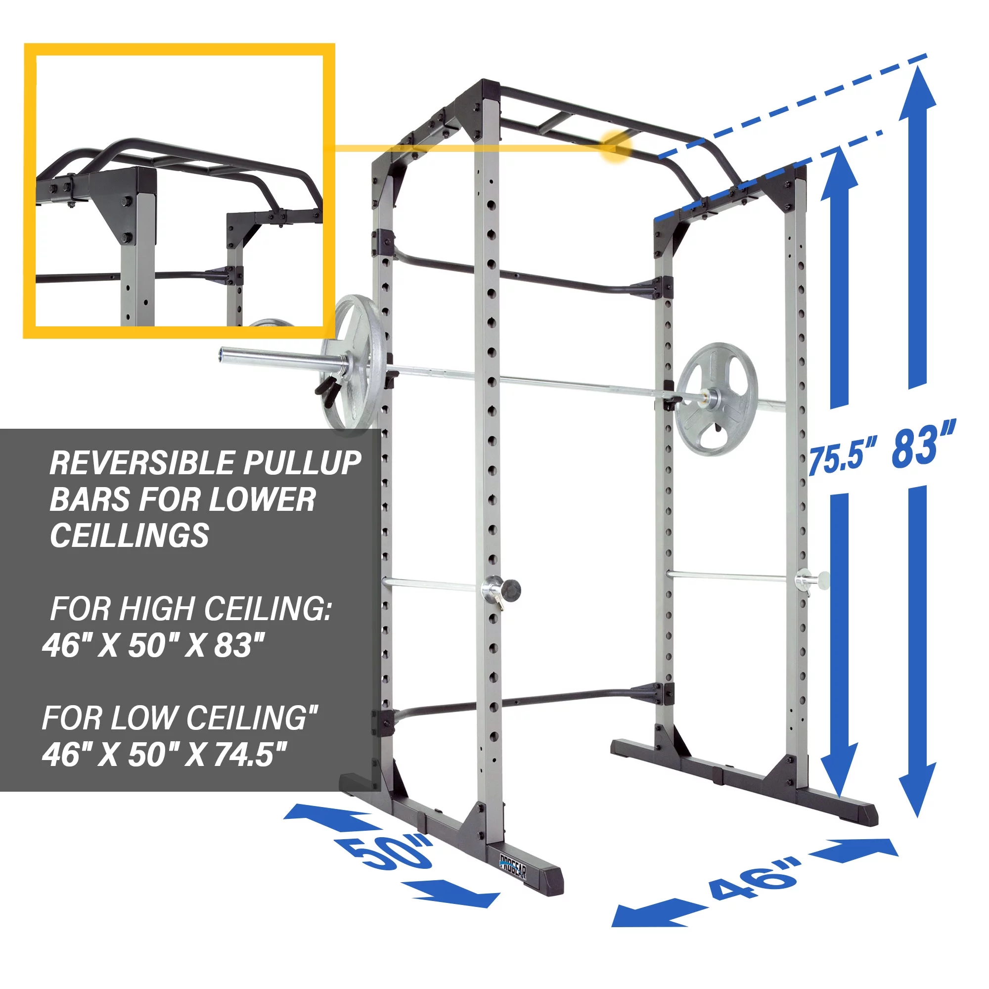 ProGear Squat Rack Power Cage with J-Hooks, Ultra Strength 800lb Weight Capacity, Optional Lat Pulldown Attachment - Womvr