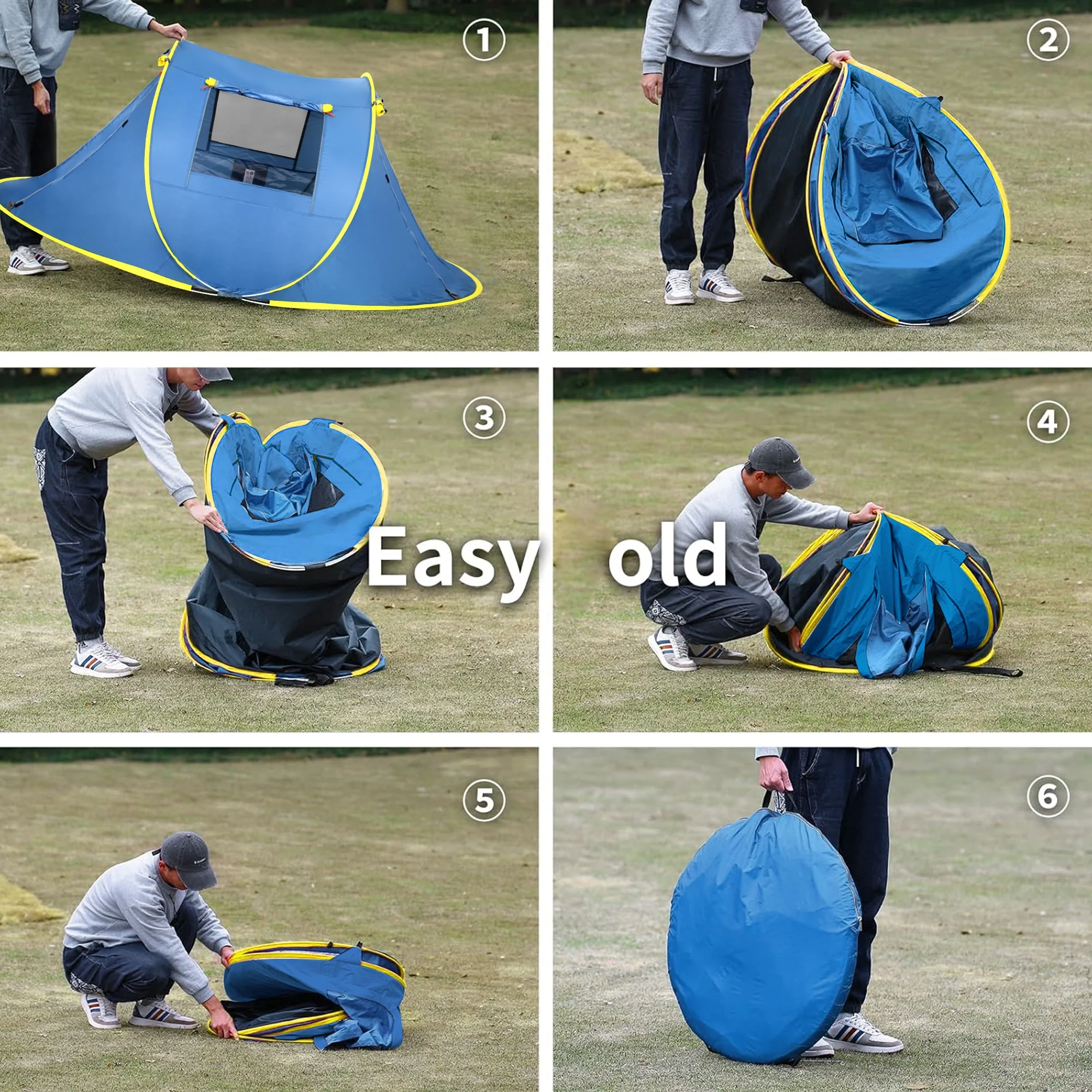 GVDV Camping Instant Tent, 3 Person Pop up Tent, Upgrade Resistant Dome Tent, Easy Setup for Camping Hiking and Outdoor - Womvr