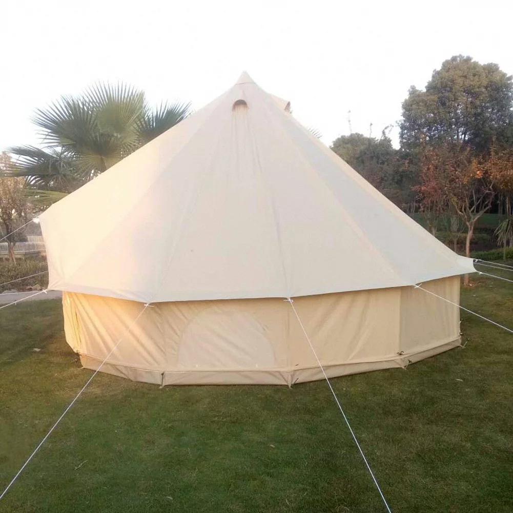Outdoor Waterproof Family Camping Cotton Canvas Bell Tent Luxury Glamping Yurt Diameter 4M (13.1FT) - Womvr