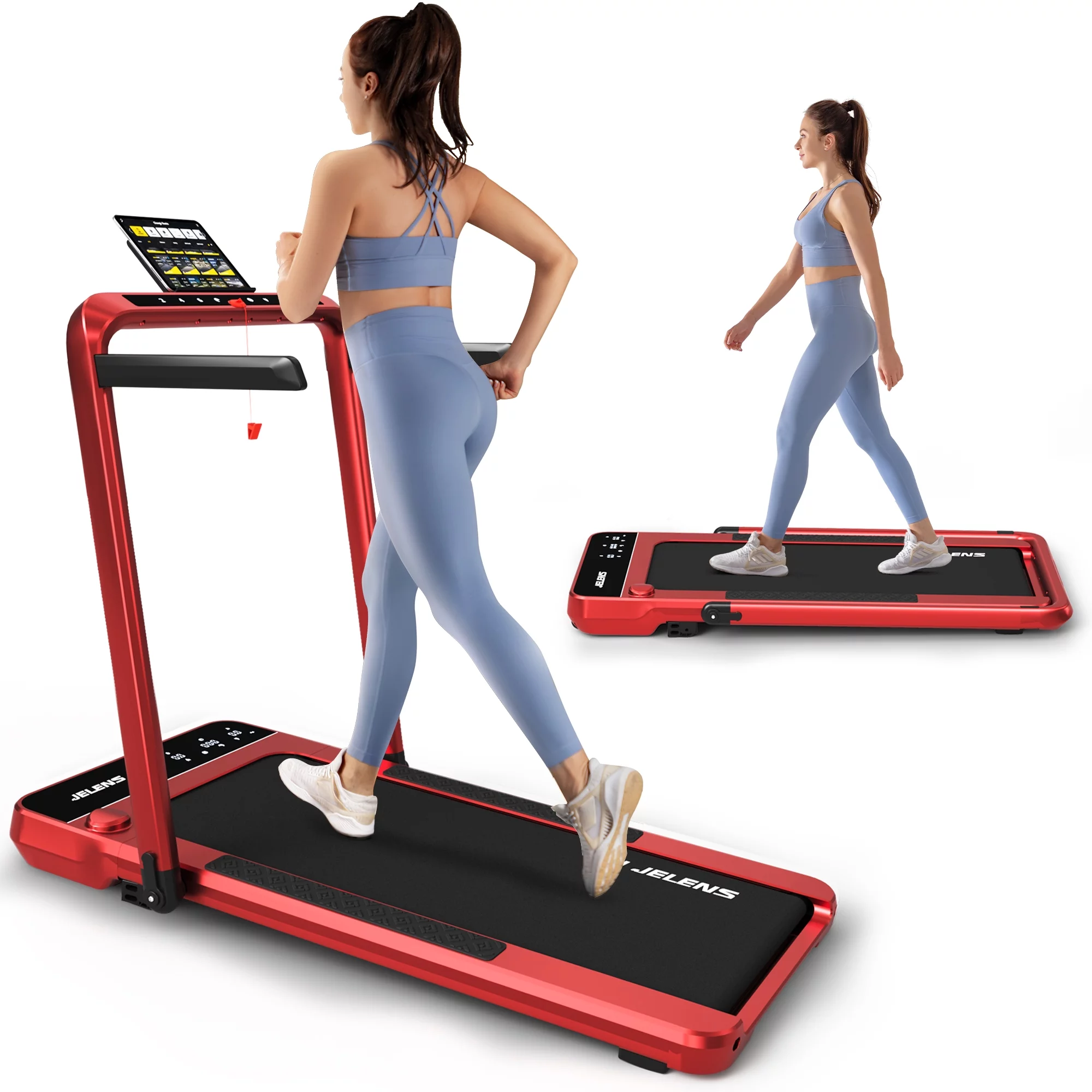 JELENS 2 in 1 Incline Treadmill Under Desk Walking Pad 2.5HP Home Folding Treadmills with Gesture Sensing Control, Walking Machine for Office with Led Display - Womvr