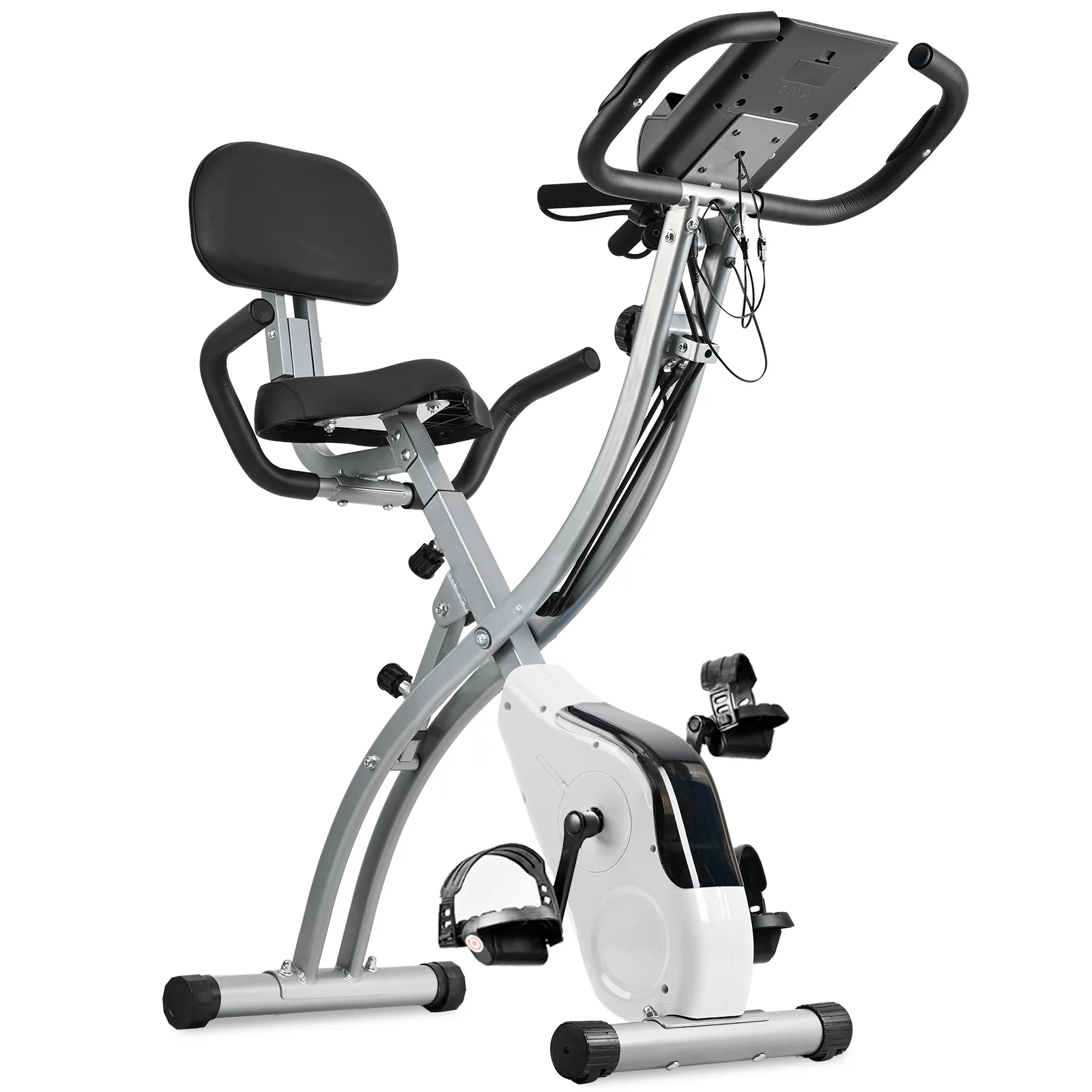 Wonder Maxi Folding Upright Exercise Bike Stationary Cycling Bike up to 441 lbs for ​Home Gym (Black) - Womvr