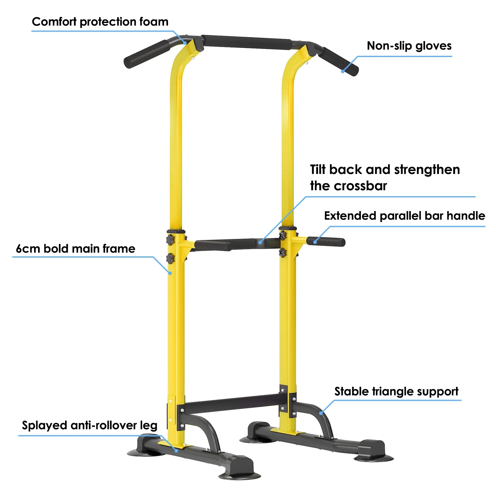 SOGES Height Adjustable Power Tower Dip Stands Pull up Bar Strength Training for Home Gym Black - Womvr