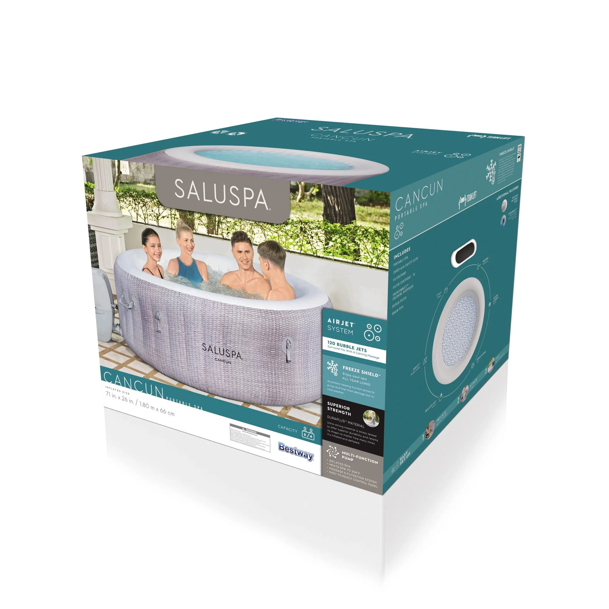 Bestway SaluSpa Cancun AirJet Inflatable Hot Tub with 120 Jets, Gray - Womvr