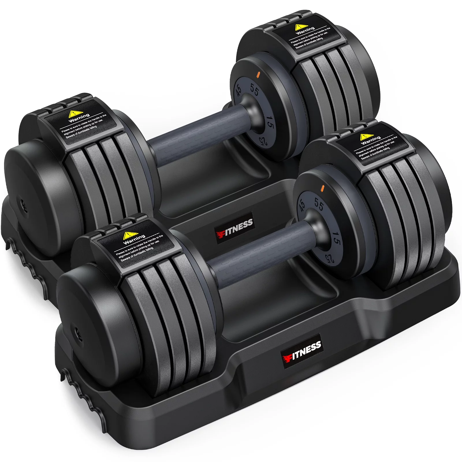 GIKPAL 110lb(505lb*2) Adjustable Dumbbells, 5-50lbs Dumbells Adjustable Free Weights Plates with Tray for Workout Strength Training Fitness Women / Men,Pair, Black - Womvr