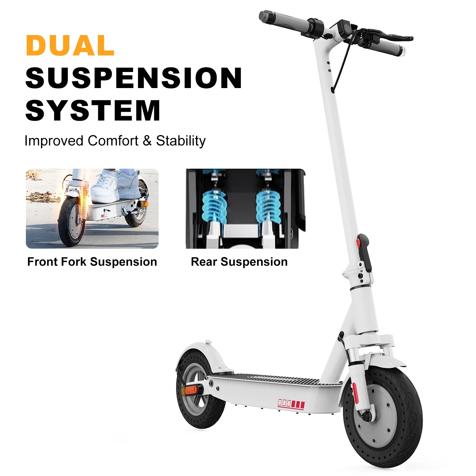 HOVERMAX H10K Pro Electric Scooter, 500W Motor 19MPH Top Speed 22 Miles Long Range, 10'' Solid Tires Folding Electric Scooter for Adult Commute - Womvr