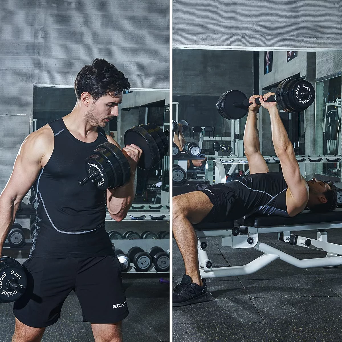 Adjustable Dumbbell Barbell 2 in 1, Neoprene Anti-Slip Handle, Easy Assembly and Save Space, Workout Strength Training Fitness Weight Home Gym��22lbs�� - Womvr