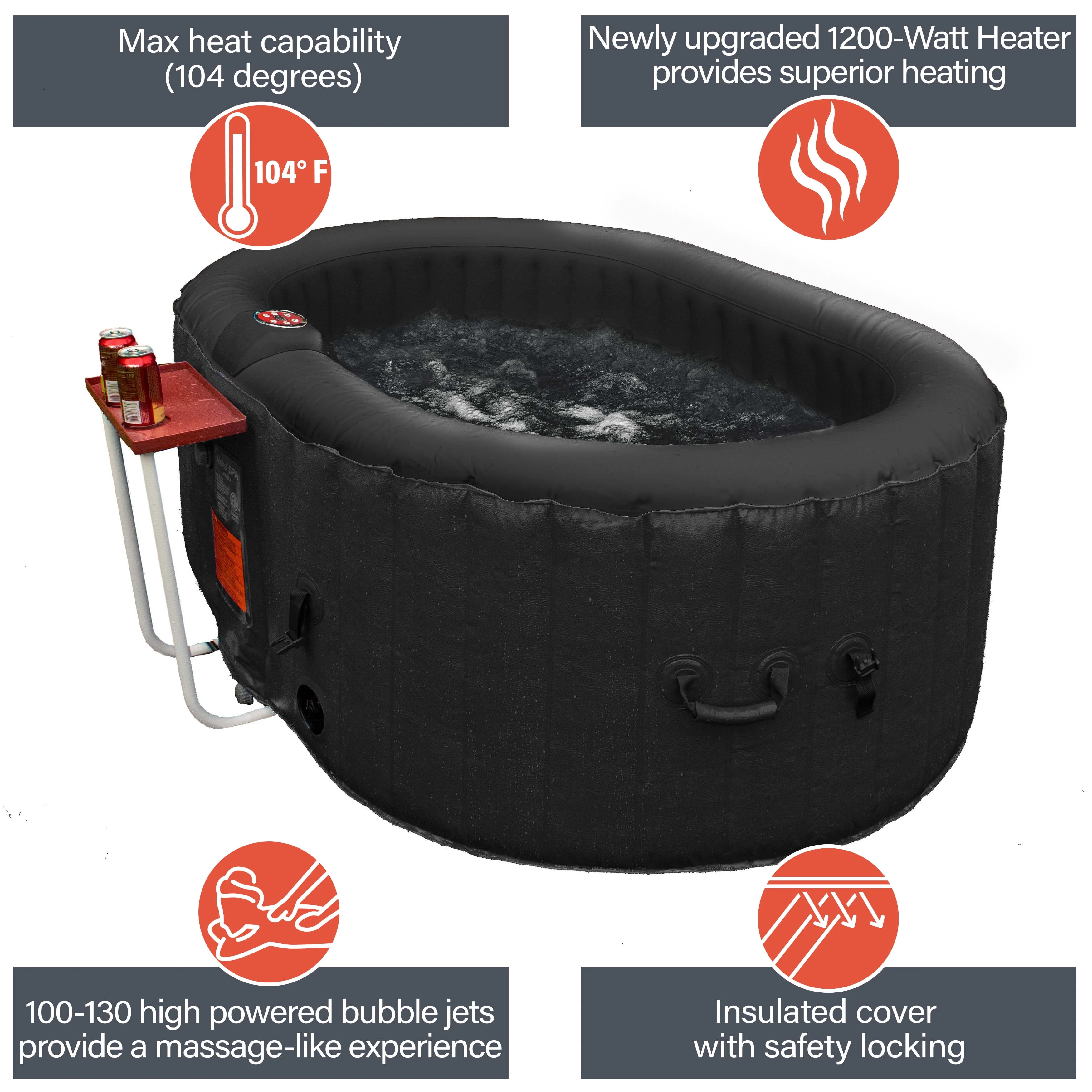 ALEKO 145 Gallon 2 Person Brown Oval Inflatable Jetted Hot Tub with Cover - Womvr