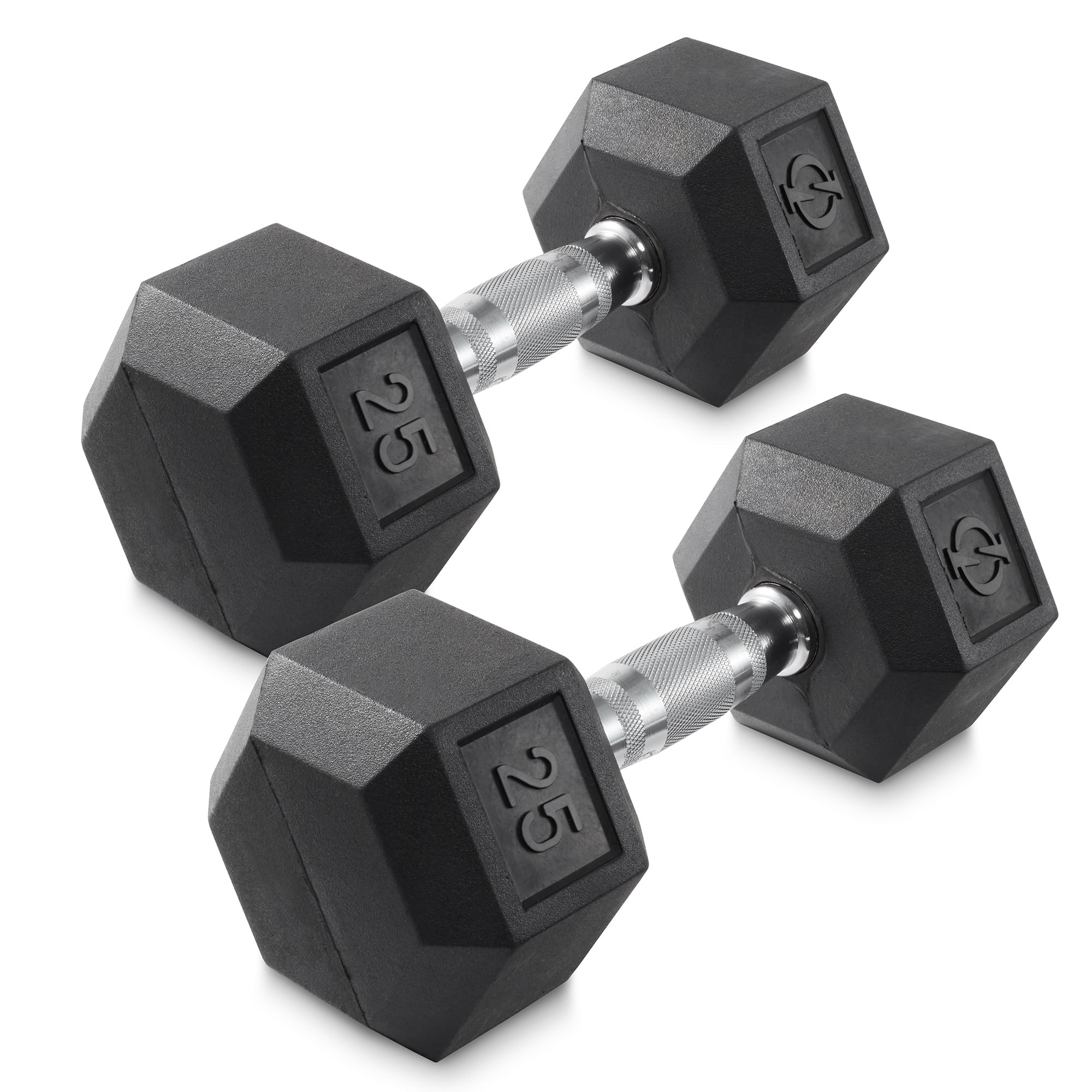 Philosophy Gym Rubber Coated Hex Dumbbell Hand Weights, 45 lb Pair - Womvr