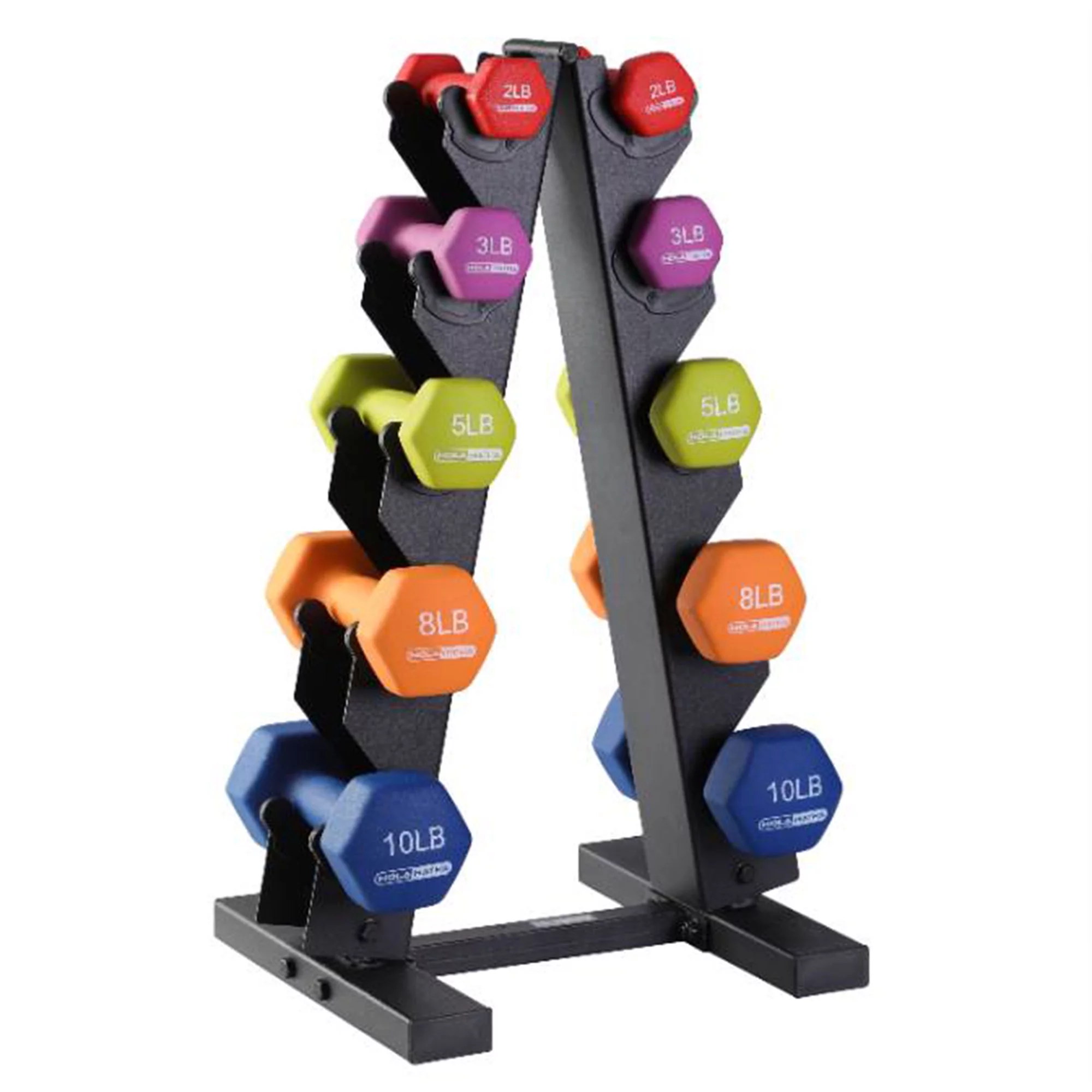 HolaHatha 3, 5, and 8 Pound Dumbbell Hand Weight Set with Storage Rack, Multi - Womvr
