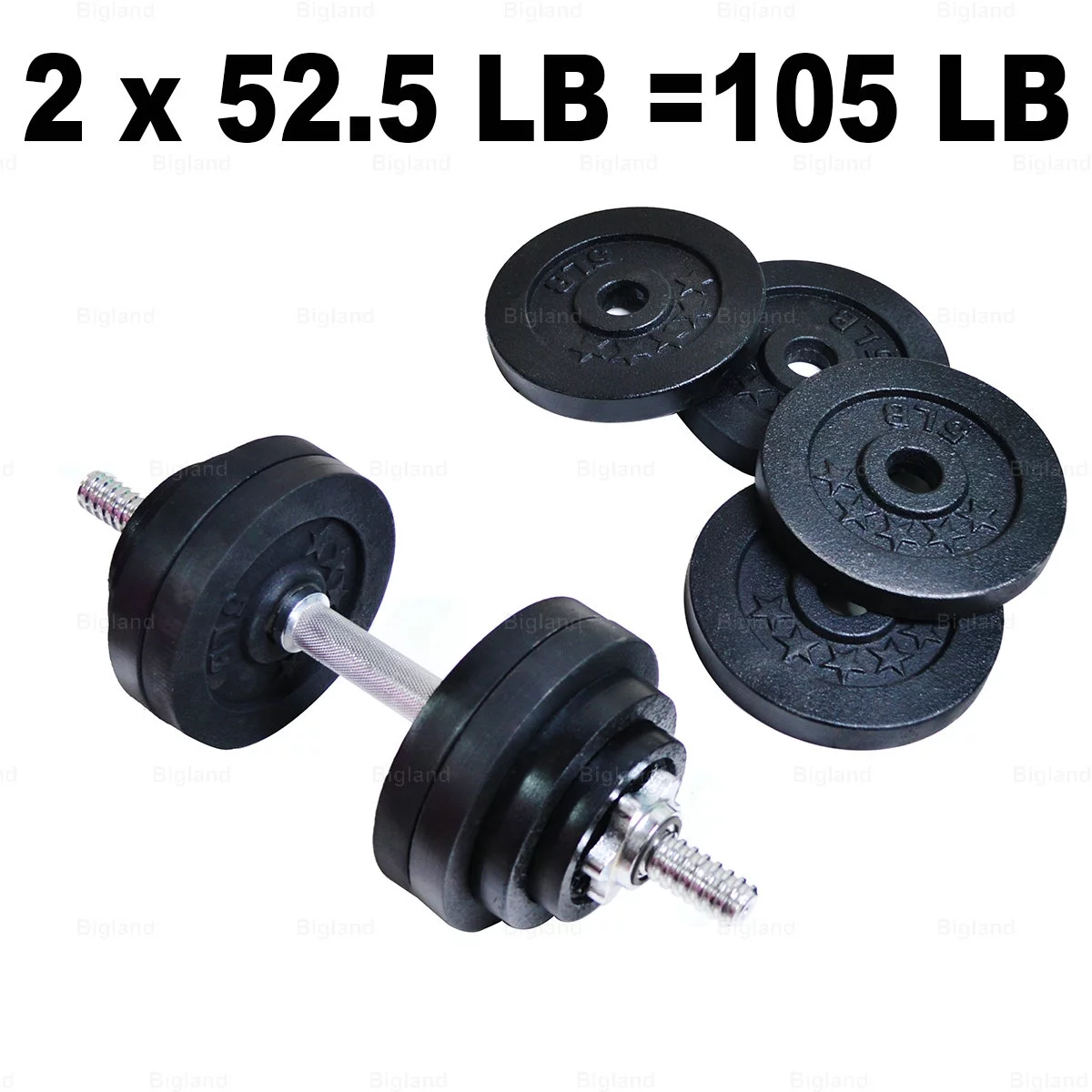 Full Metal Iron Adjustable Dumbbell Set 105 lbs Weight Pair Black - Womvr
