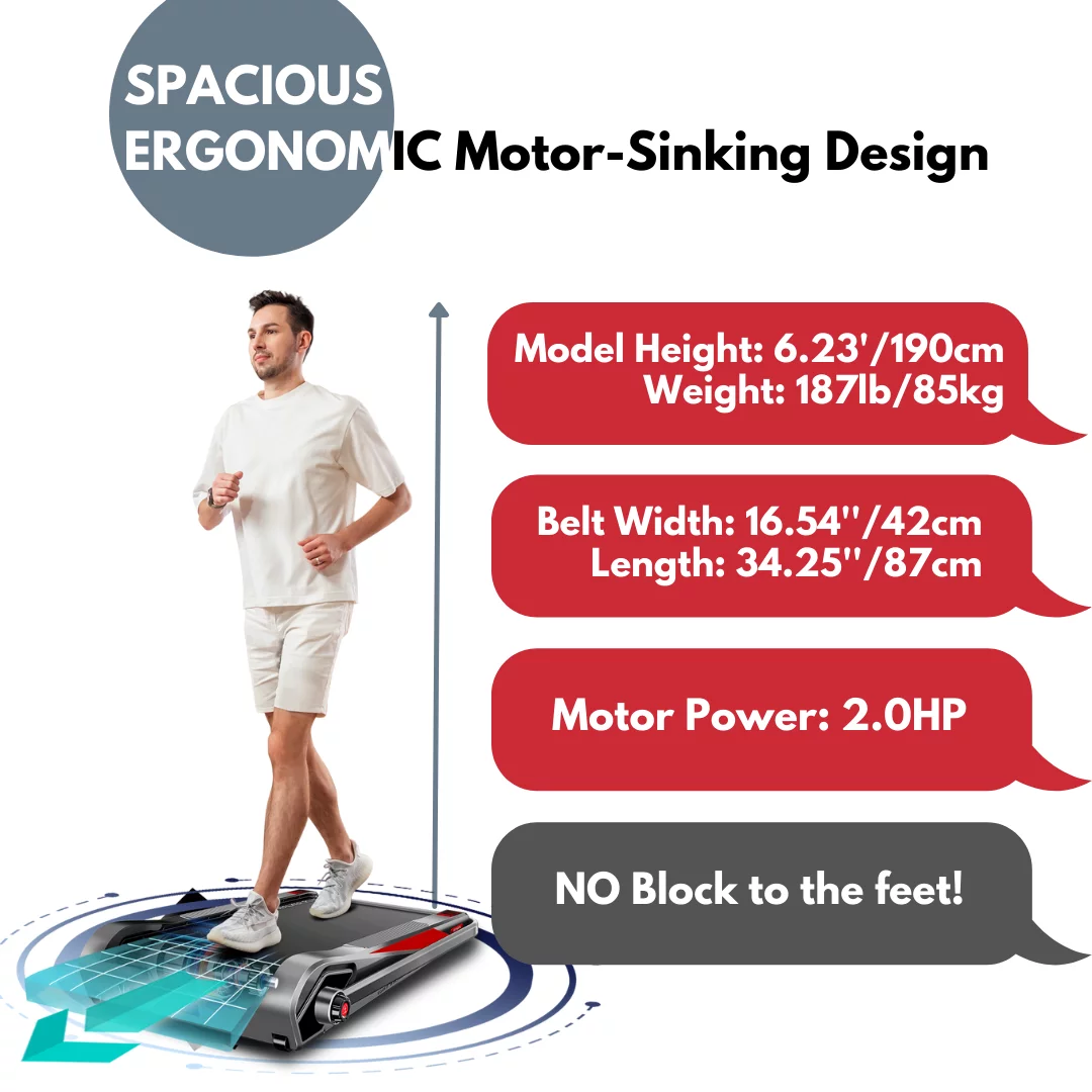 Egofit Walker Plus M1T Under Desk Motorized Folding Small Walking Treadmill with Handrails for Home & Office, Standing Desk Treadmills 2.0HP Max Speed 3.73mph - Womvr