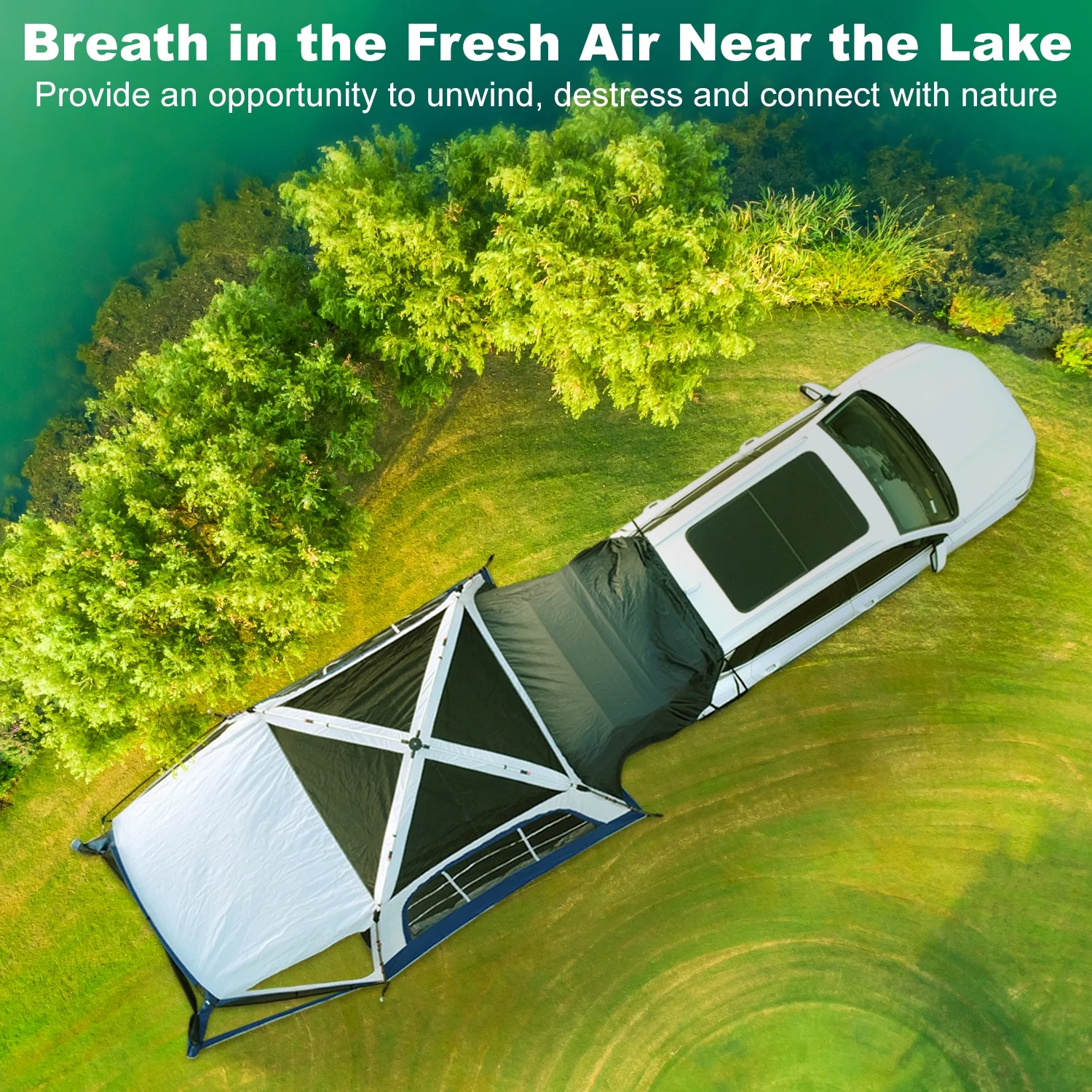 Slsy SUV Tent with Porch for Camping, 6-Person 10' x 10' Car Camping Tent w/ Screen House Room, Universal Waterproof SUV Camping Tent for Travel Camp Outdoor - Womvr