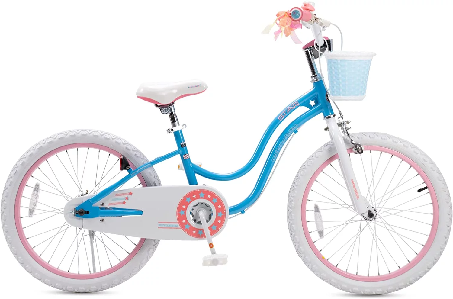 RoyalBaby Stargirl Kids Bike 20 Inch Girls Bicycle for Children with Kickstand Basket Blue - Womvr