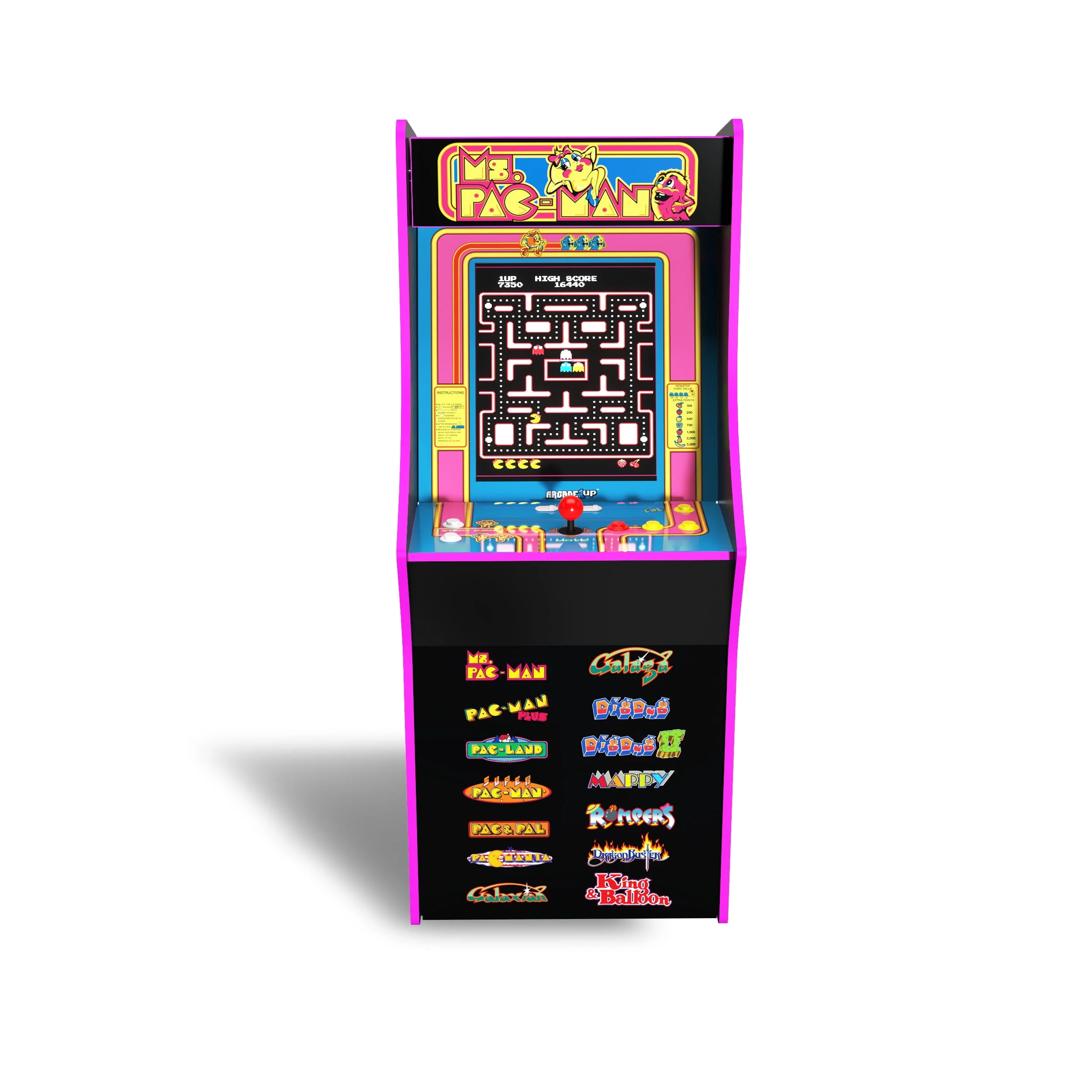 Arcade1Up Ms. PAC-MAN Classic Arcade Game, built for your home, 4-foot-tall stand-up cabinet, 14 classic games, and 17-inch screen - Womvr