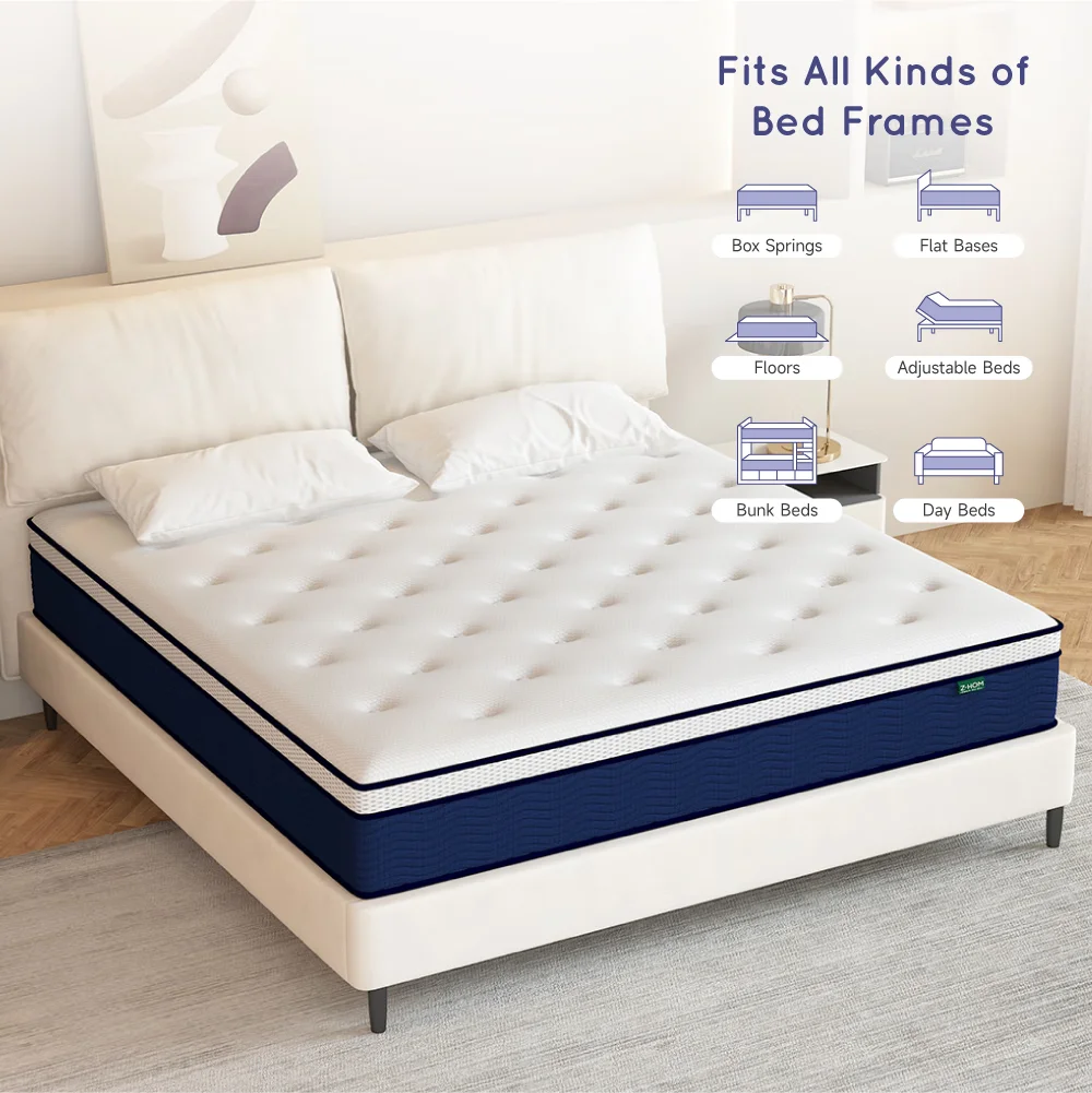 King Size Gel Memory Foam Mattress in a Box,12 inch Hybrid Mattress Cooling Medium Firm Bed with Individually Pocket Coils Innerspring,Z-HOM - Womvr
