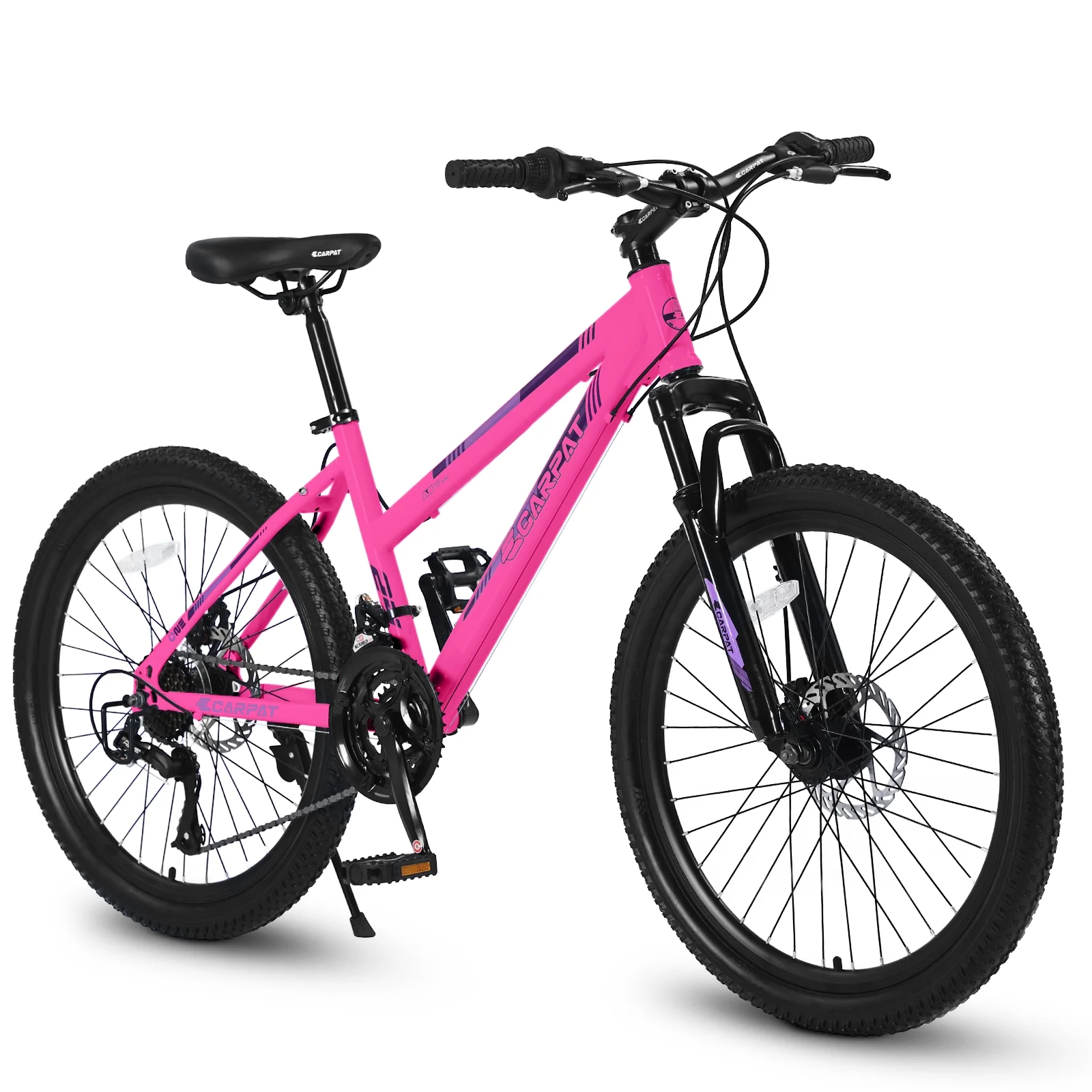 26 inch Mountain Bike, 21 Speeds Gear MTB Bike with Dual Disc Brakes, 100mm Front Suspension Bicycle, White - Womvr