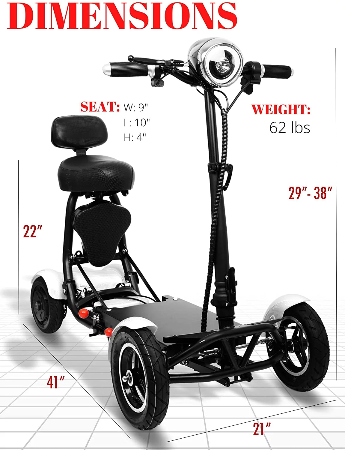 Ephesus S5 — Electric |Foldable, Lightweight, Battery Power| Four-Wheel Mobility Scooter - Womvr