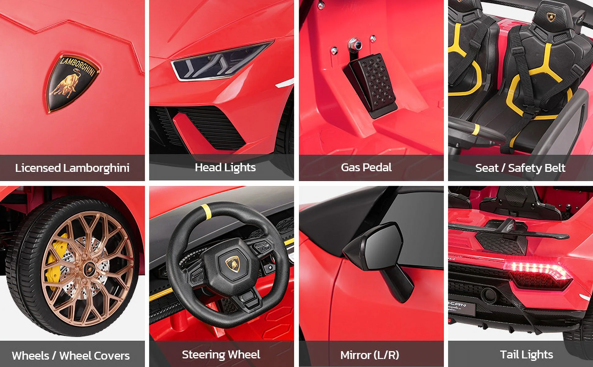 Lamborghini Huracan Ride on Car Real 2 Seater, Powered Electric Vehicle with Parent Remote, Maximum 4.0mph Ride on Toys for 3-8 Years Kids,Pink - Womvr