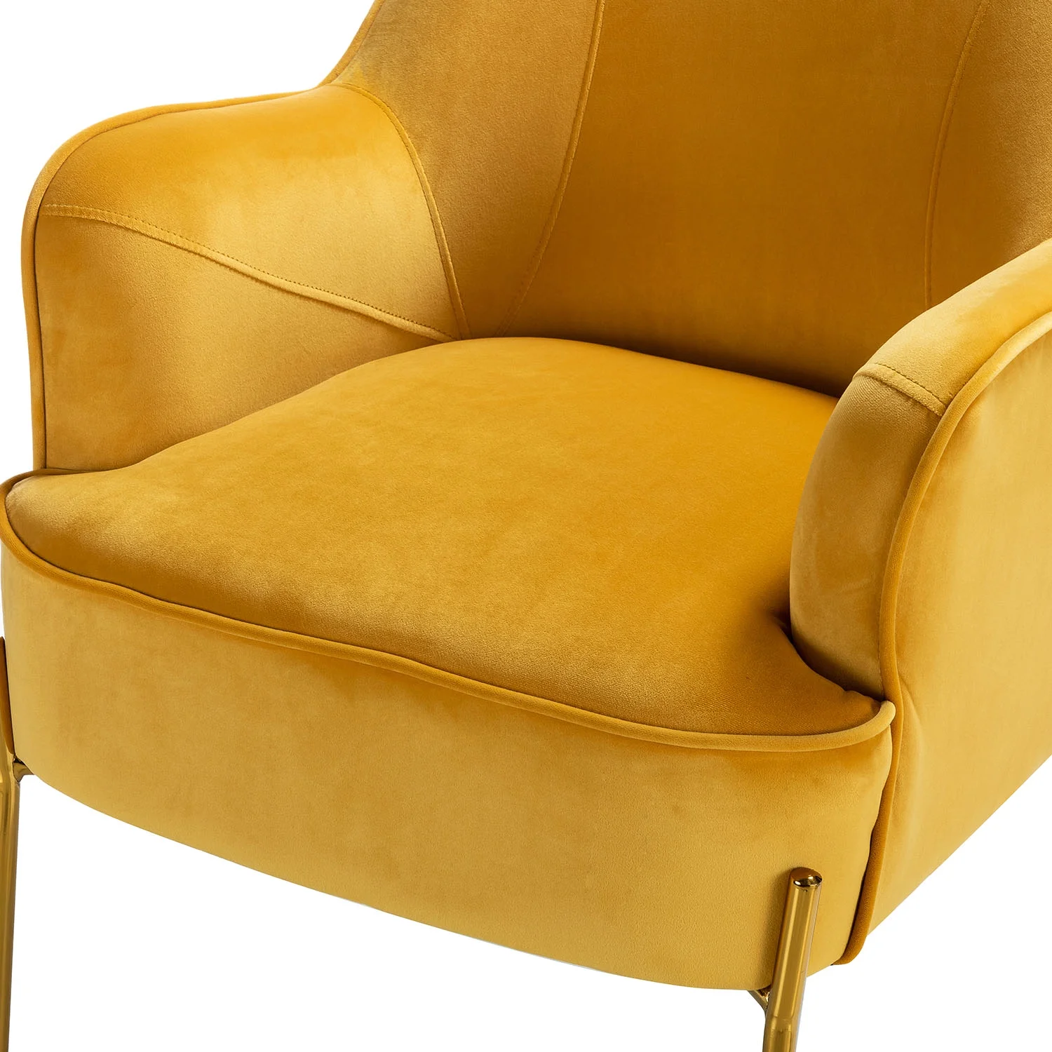 Velvet Upholstered Accent Chair Metal Legs Curved Backrest Lounge Home Armchair Bedroom Adult Pink - Womvr